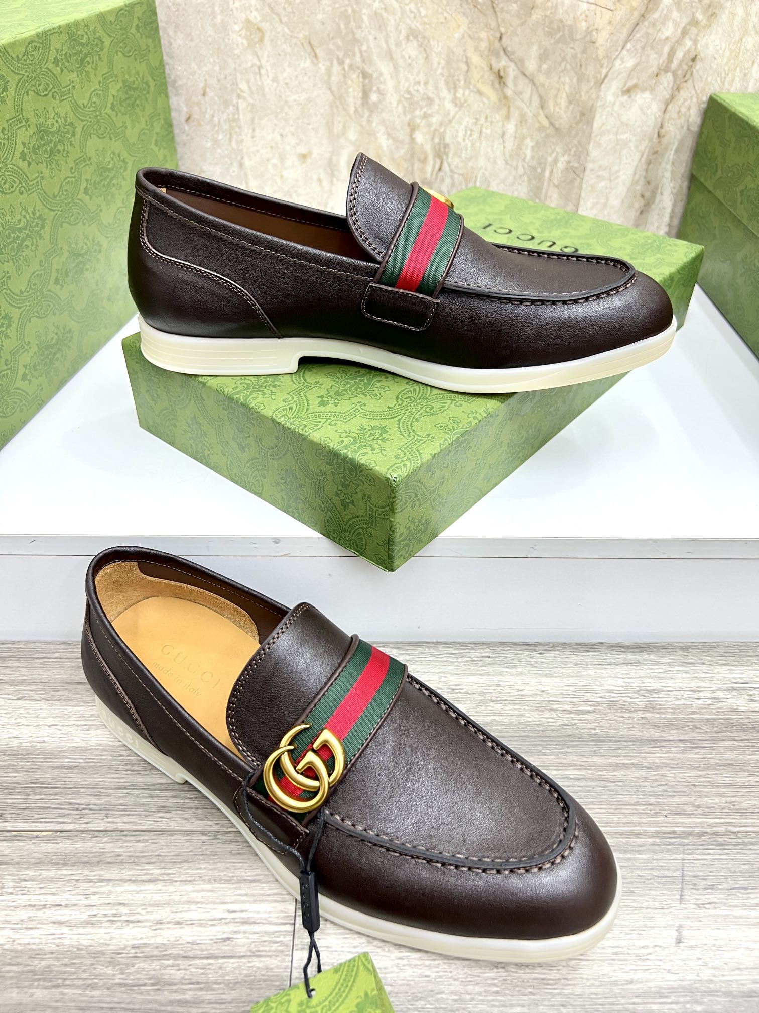 Gucci Men’s Horsebit Loafers – Lido Collection, Rubber Sole, Imported Leather