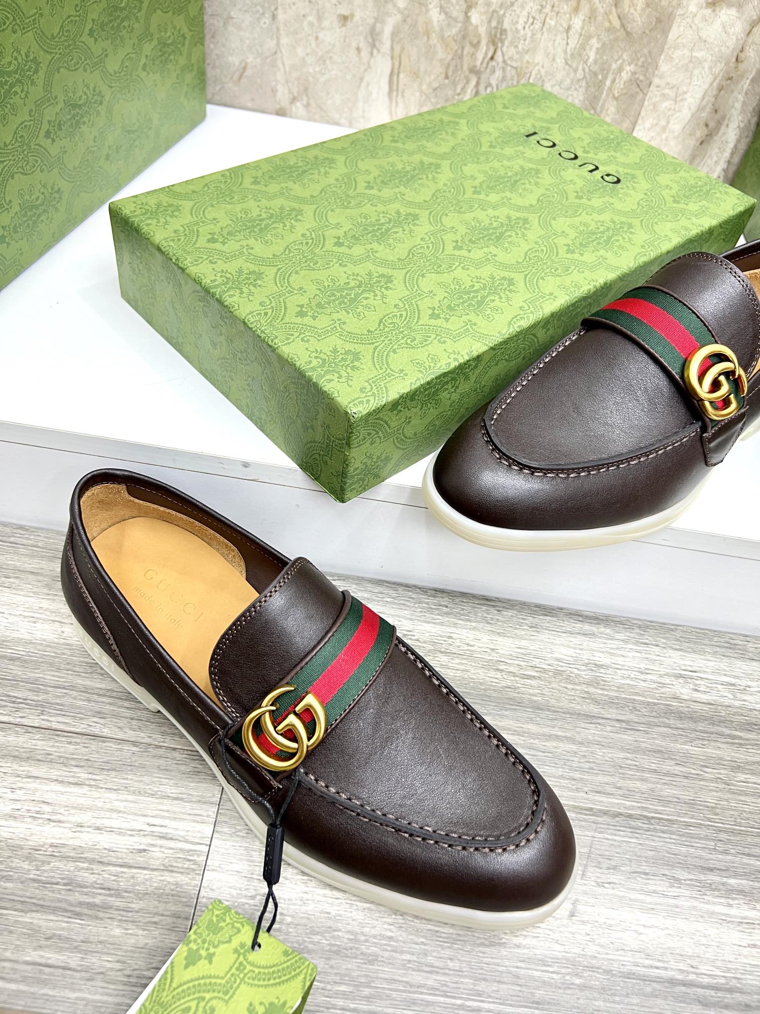 Gucci Men’s Horsebit Loafers – Lido Collection, Rubber Sole, Imported Leather
