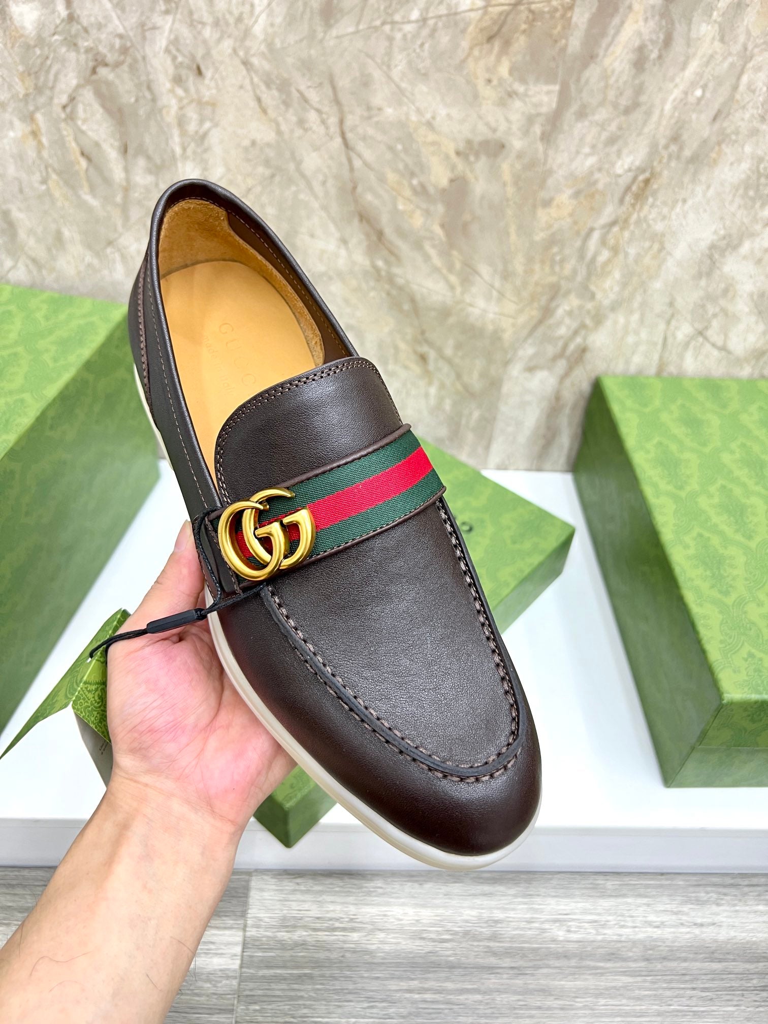 Gucci Men’s Horsebit Loafers – Lido Collection, Rubber Sole, Imported Leather