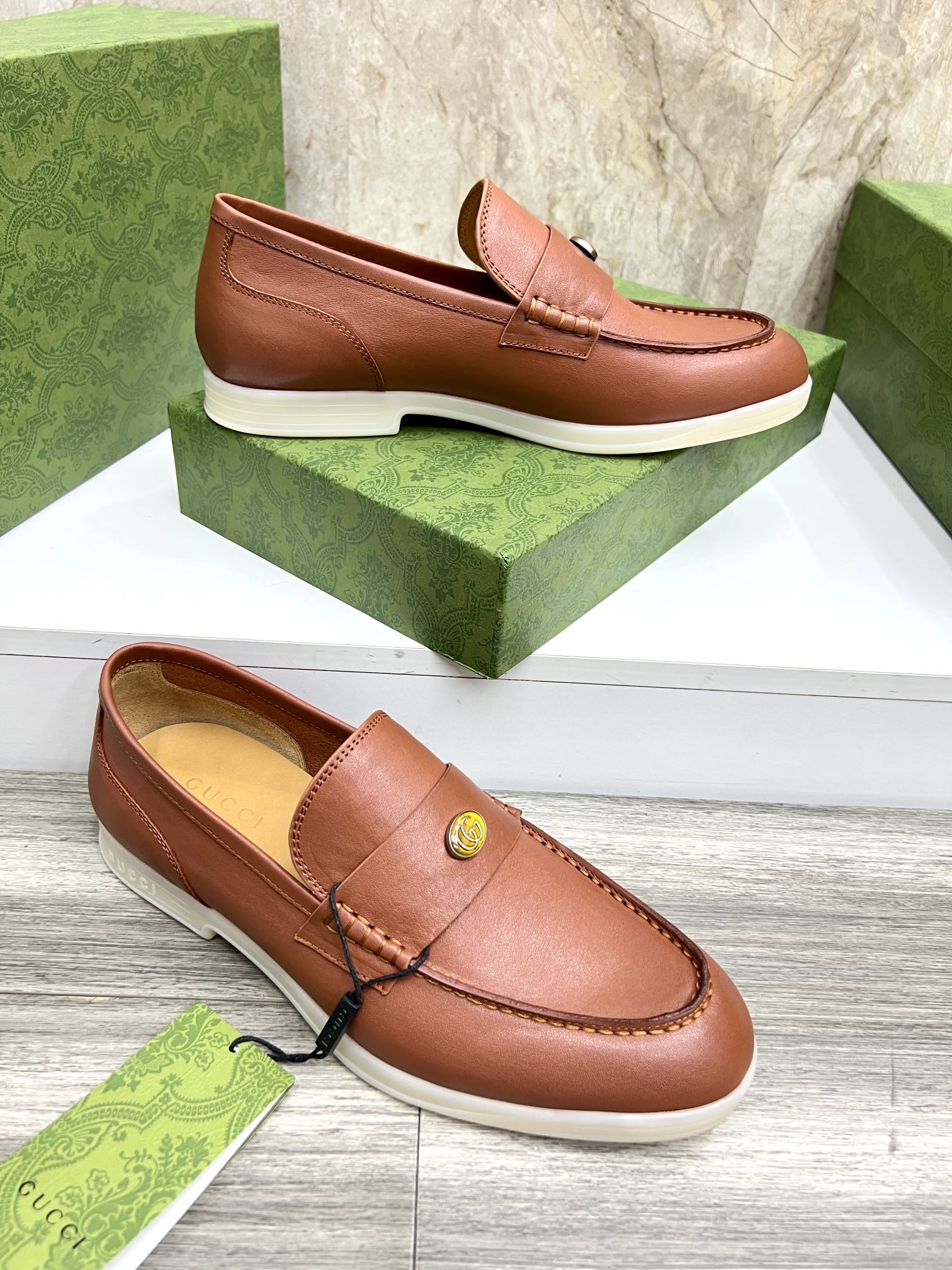 Gucci Men’s Horsebit Loafers – Lido Collection, Rubber Sole, Imported Leather