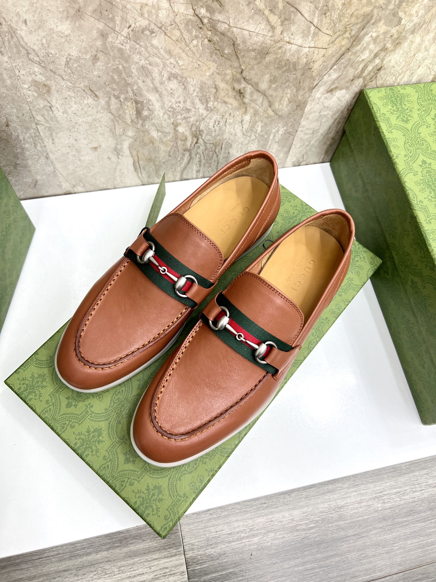 Gucci Men’s Horsebit Loafers – Lido Collection, Rubber Sole, Imported Leather