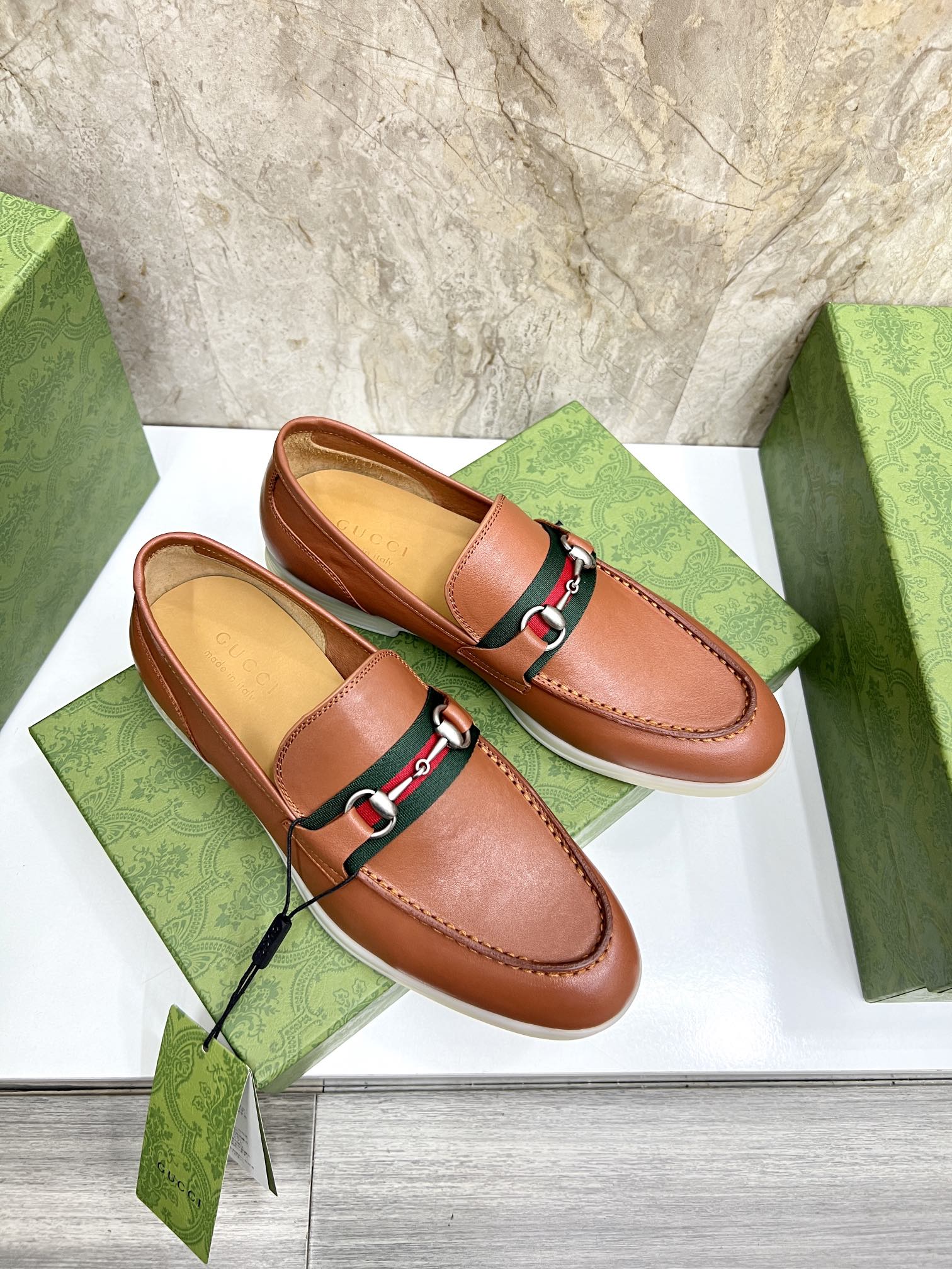 Gucci Men’s Horsebit Loafers – Lido Collection, Rubber Sole, Imported Leather