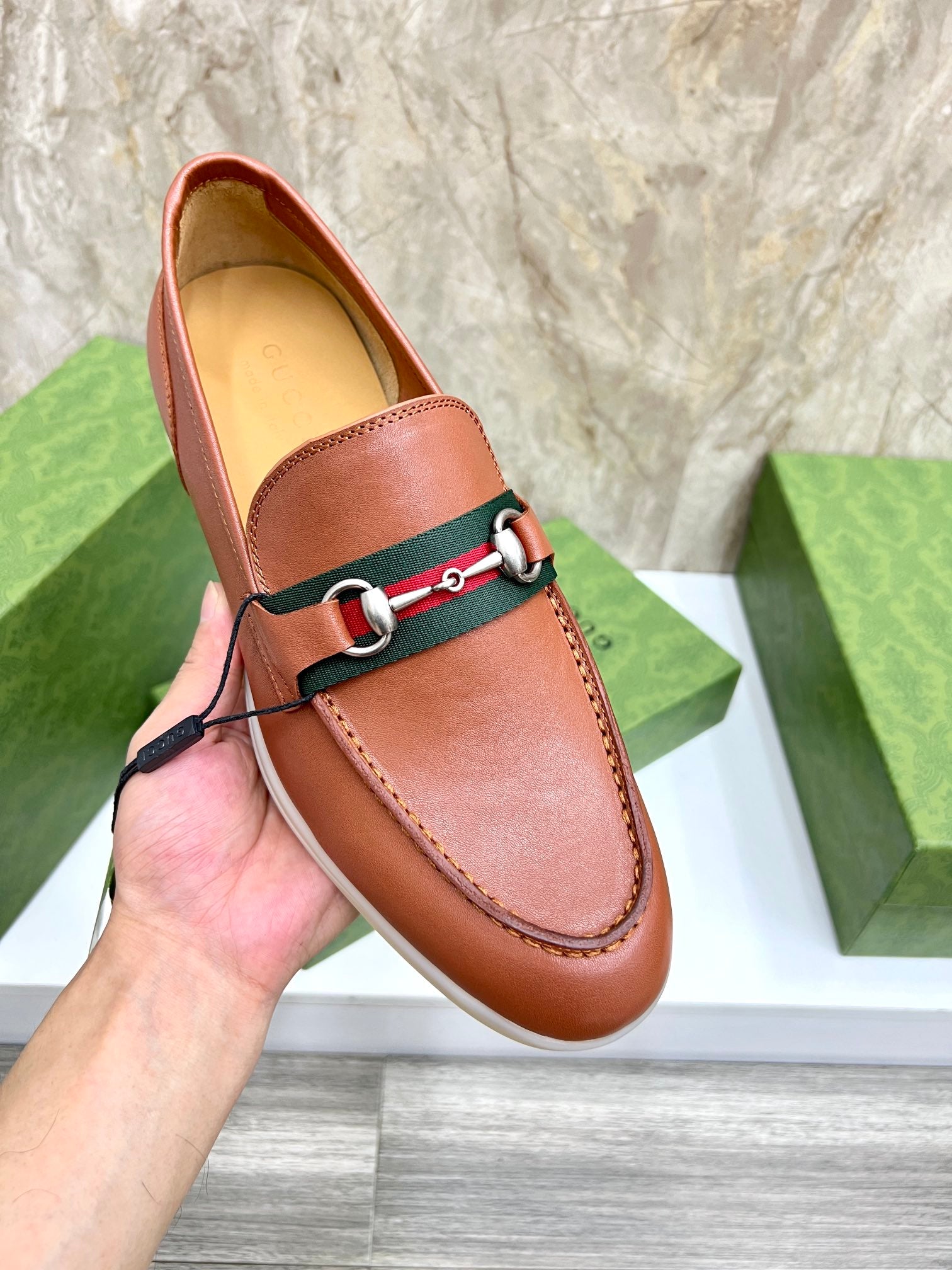 Gucci Men’s Horsebit Loafers – Lido Collection, Rubber Sole, Imported Leather
