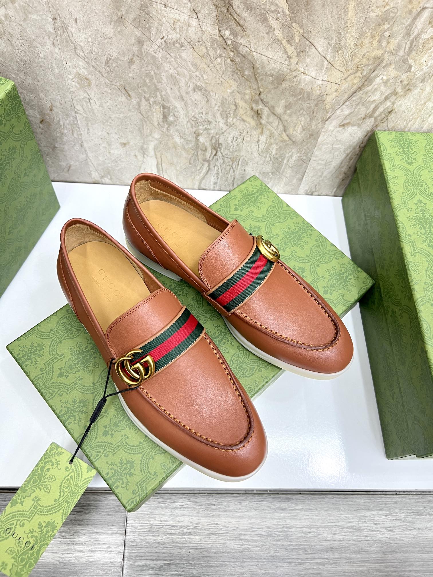 Gucci Men’s Horsebit Loafers – Lido Collection, Rubber Sole, Imported Leather