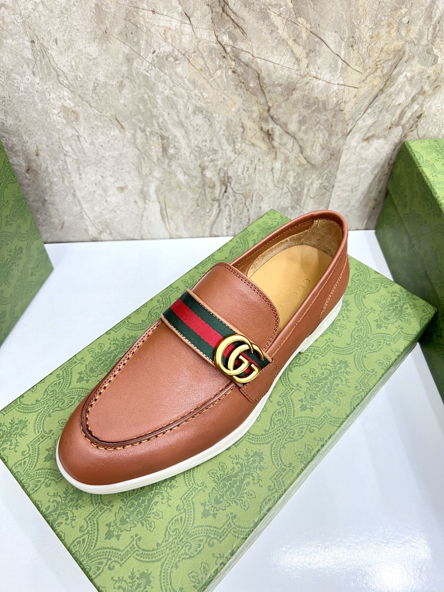 Gucci Men’s Horsebit Loafers – Lido Collection, Rubber Sole, Imported Leather