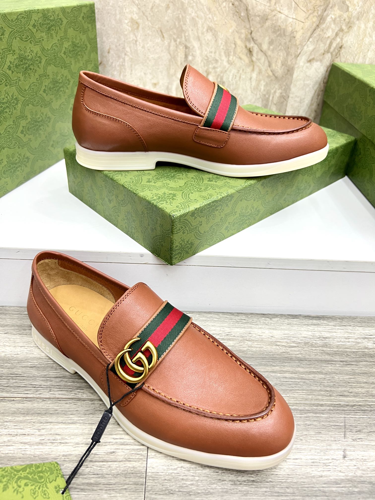 Gucci Men’s Horsebit Loafers – Lido Collection, Rubber Sole, Imported Leather