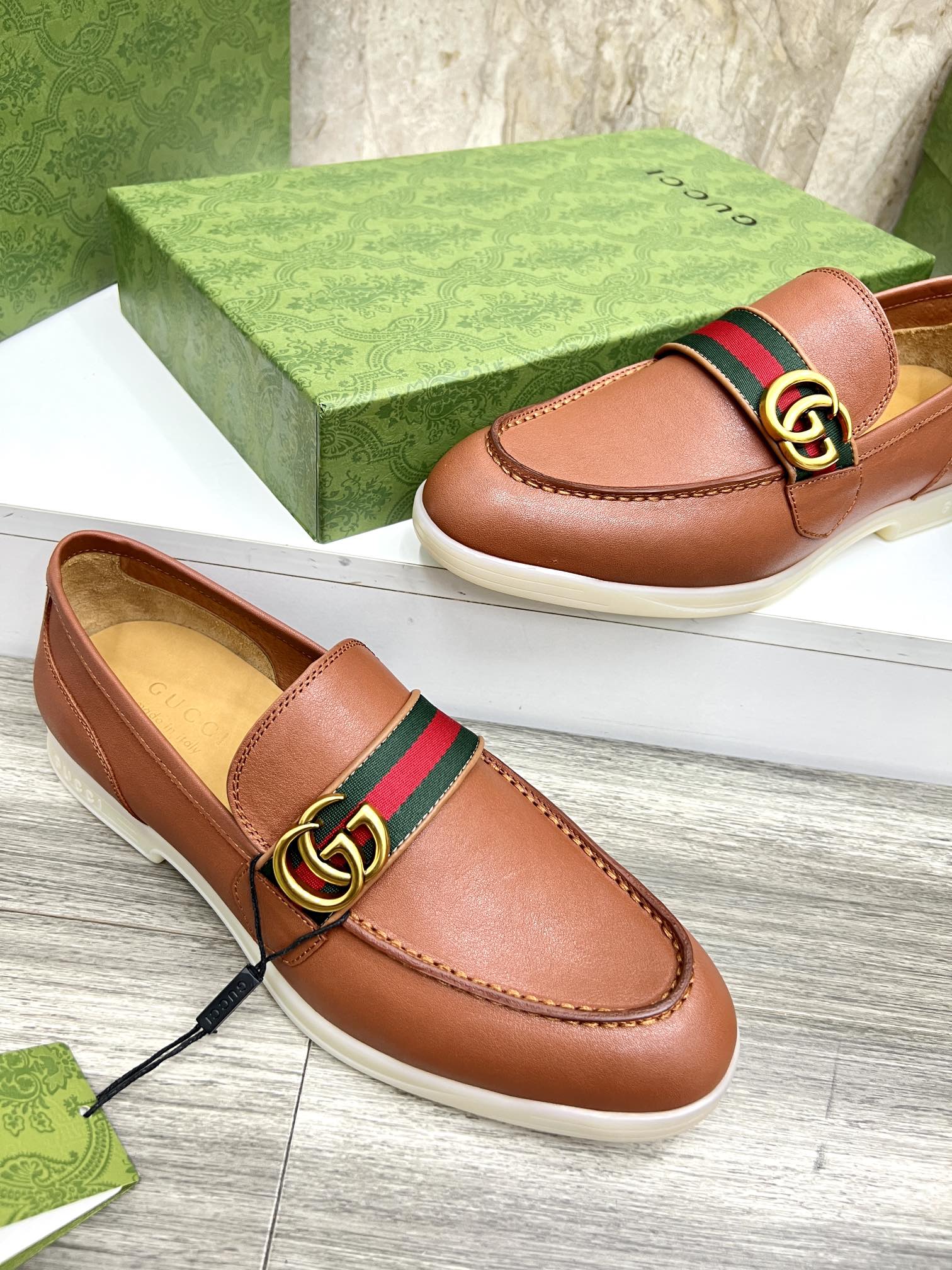Gucci Men’s Horsebit Loafers – Lido Collection, Rubber Sole, Imported Leather