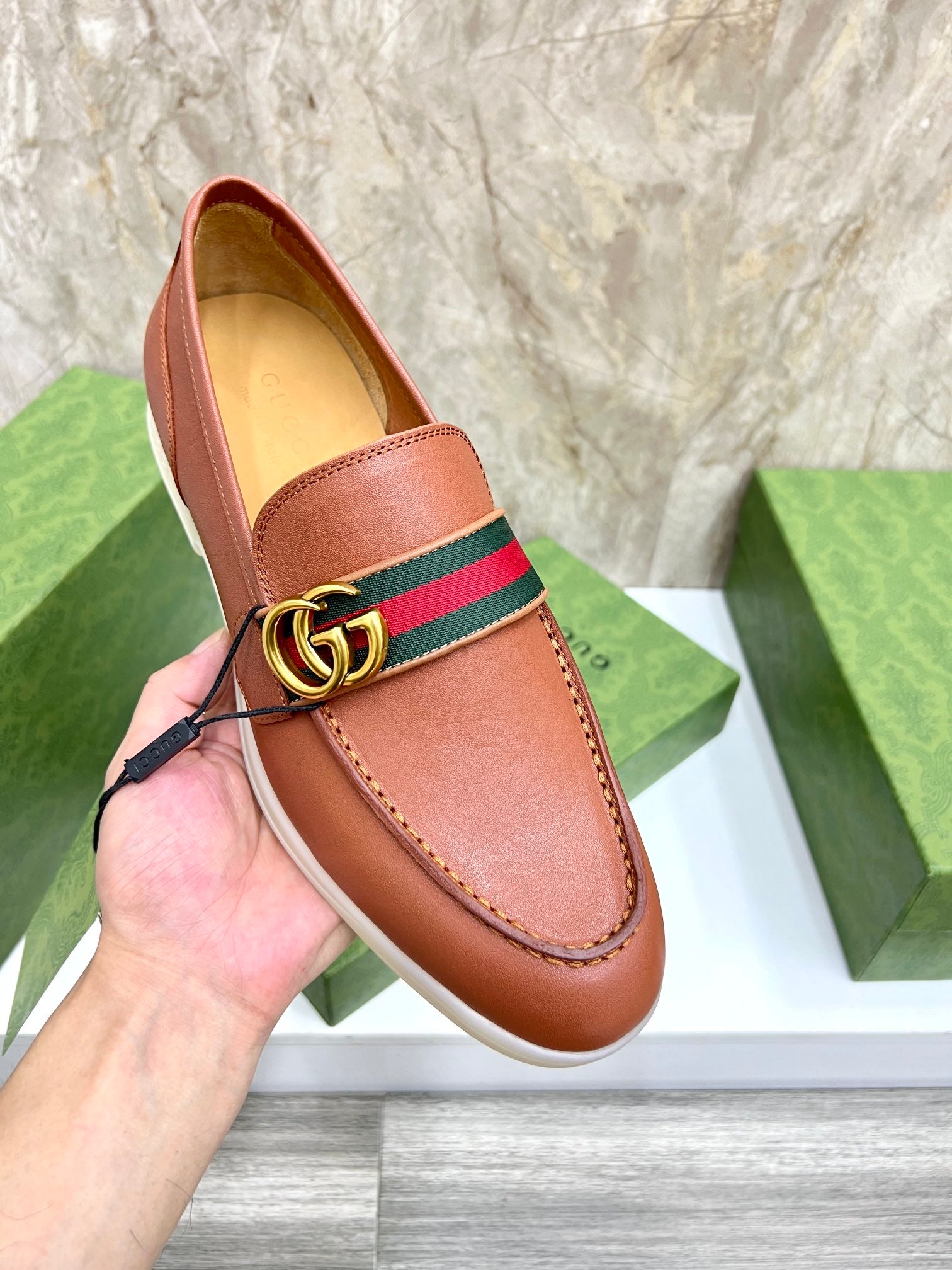 Gucci Men’s Horsebit Loafers – Lido Collection, Rubber Sole, Imported Leather