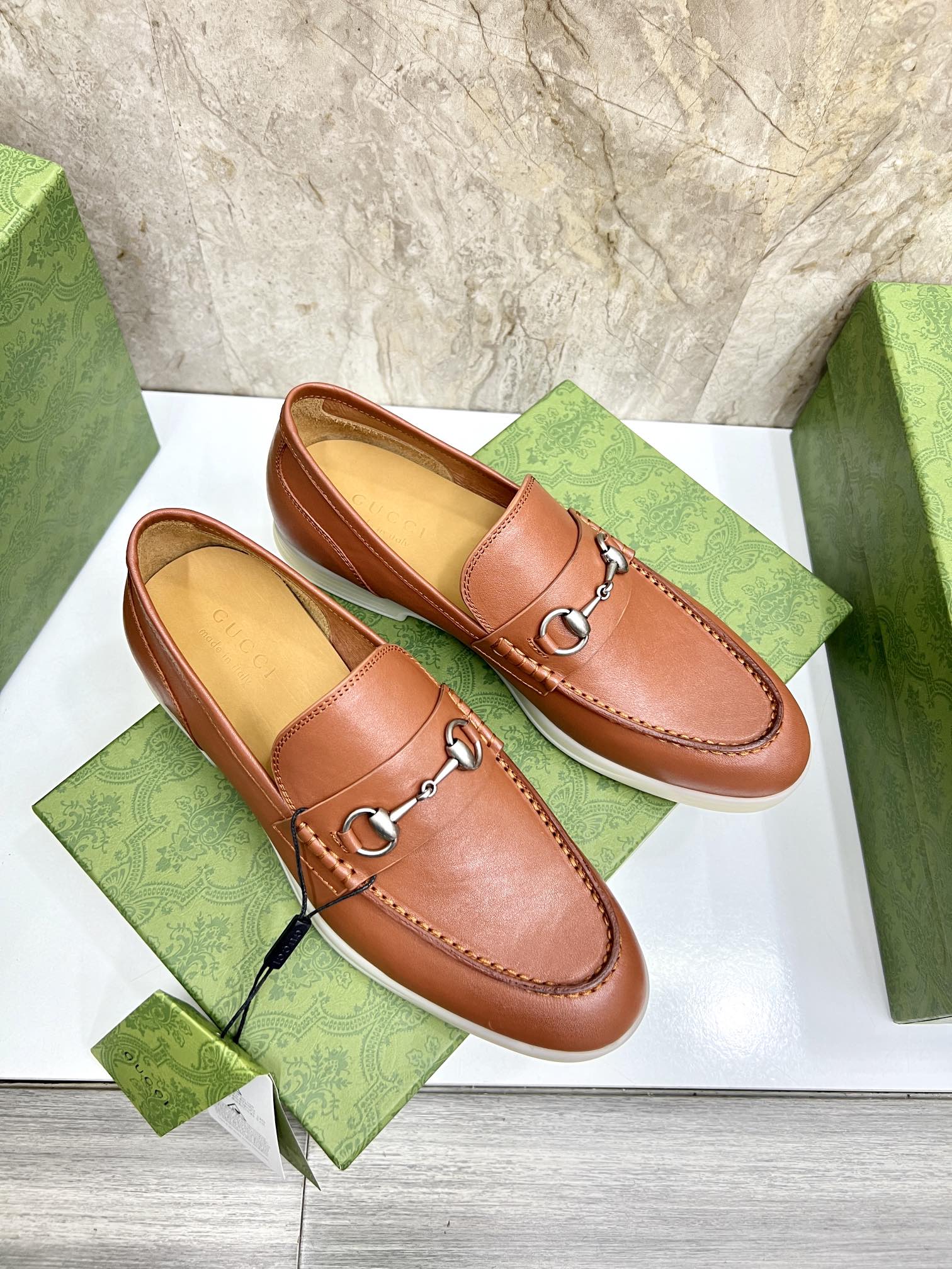 Gucci Men’s Horsebit Loafers – Lido Collection, Rubber Sole, Imported Leather