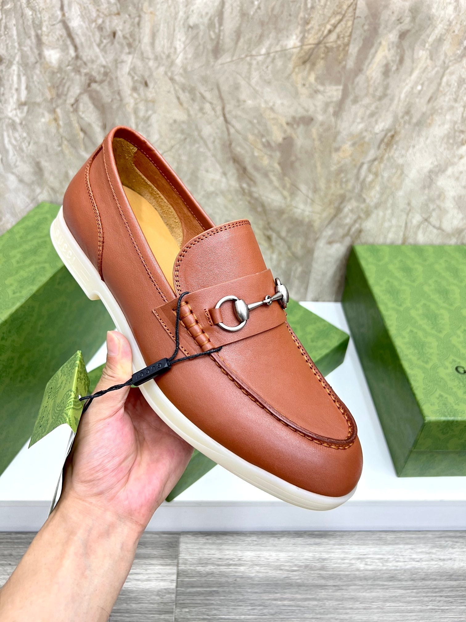 Gucci Men’s Horsebit Loafers – Lido Collection, Rubber Sole, Imported Leather