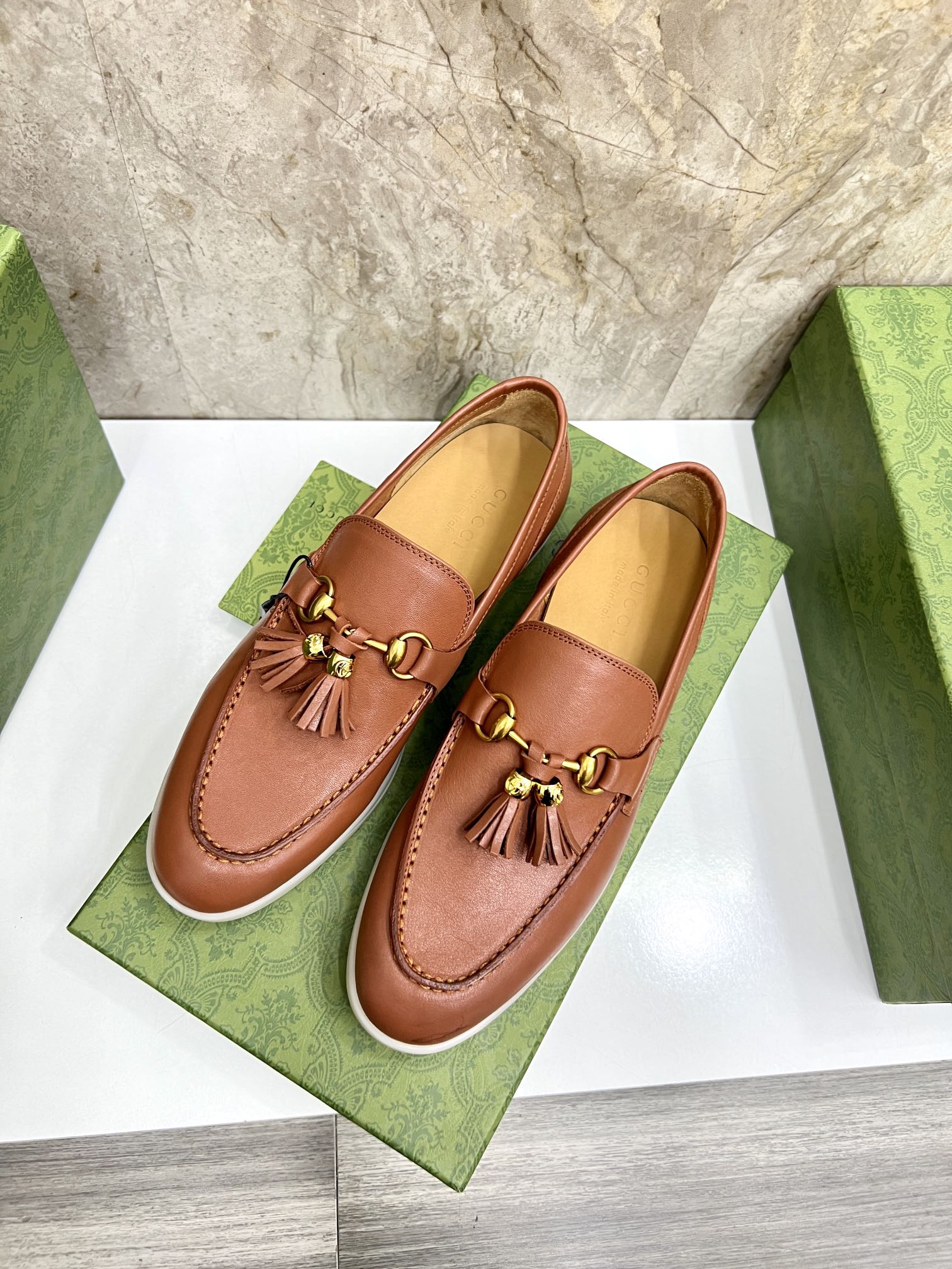 Gucci Men’s Horsebit Loafers – Lido Collection, Rubber Sole, Imported Leather