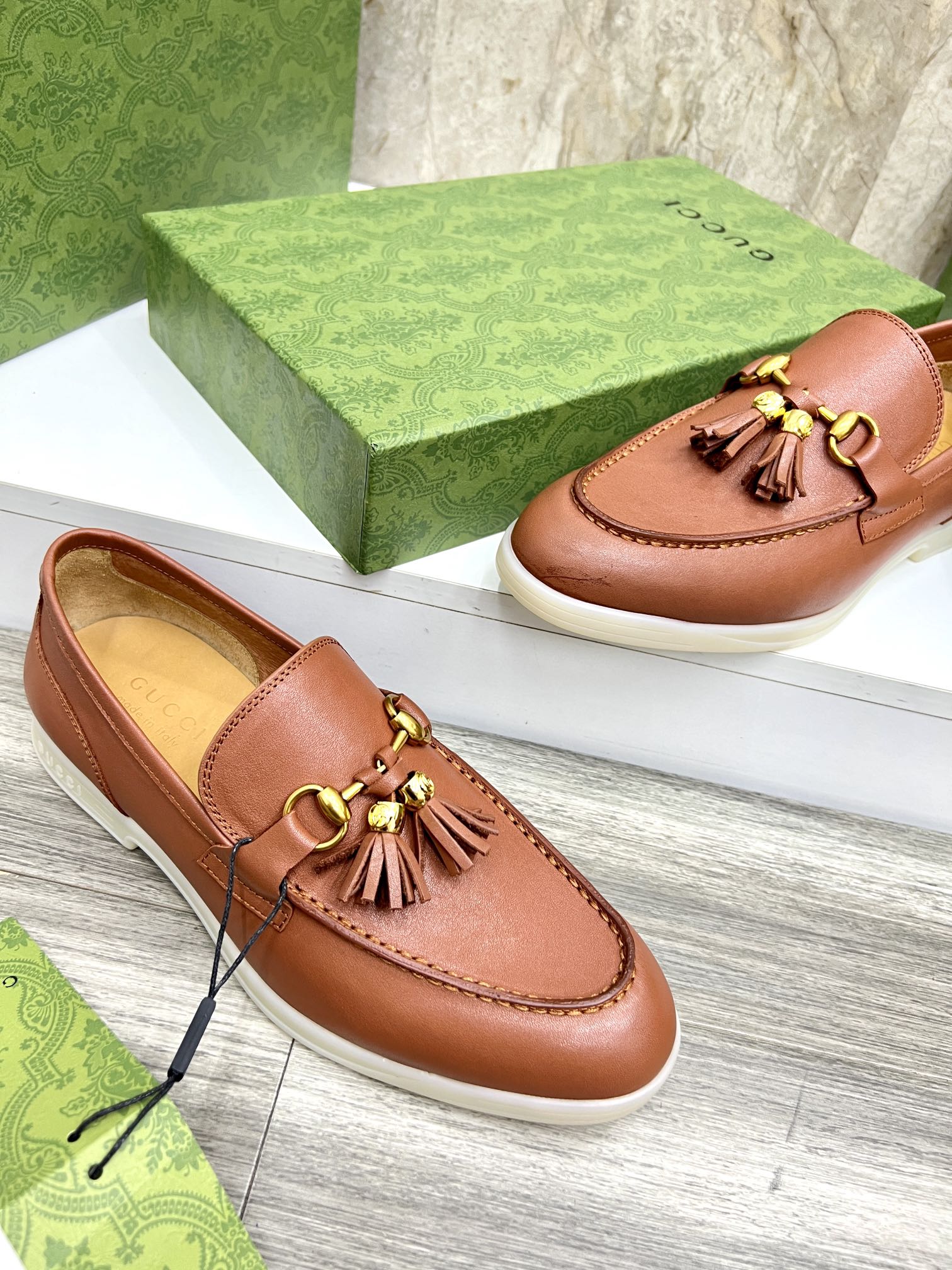 Gucci Men’s Horsebit Loafers – Lido Collection, Rubber Sole, Imported Leather