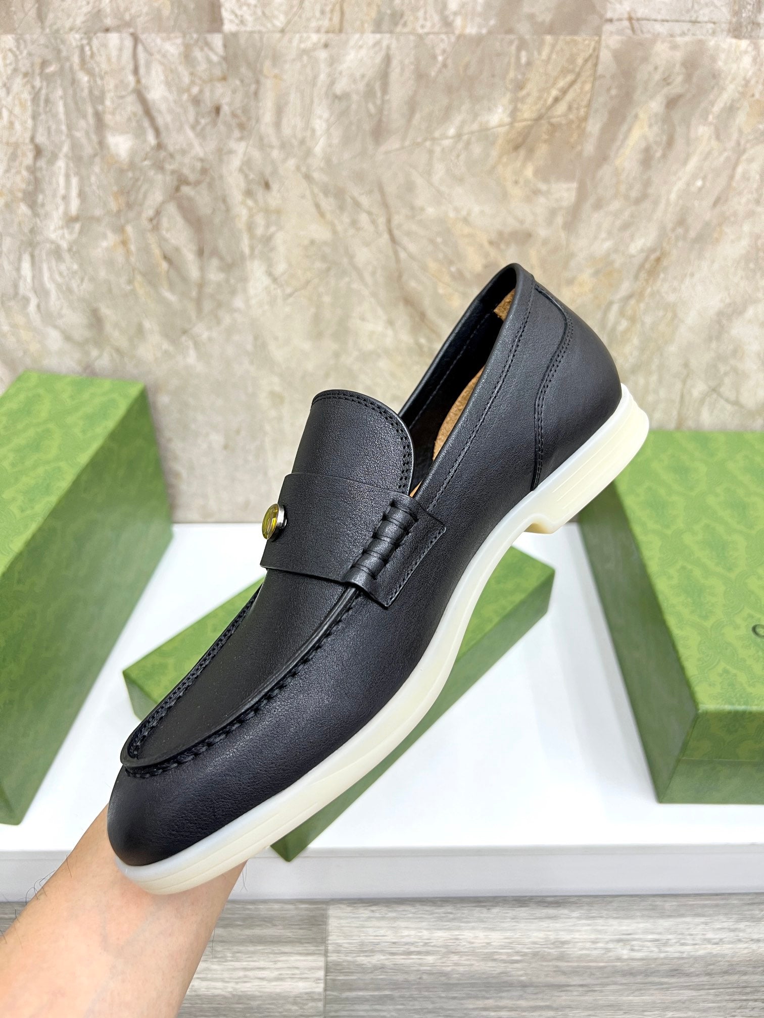 Gucci Men’s Horsebit Loafers – Lido Collection, Rubber Sole, Imported Leather