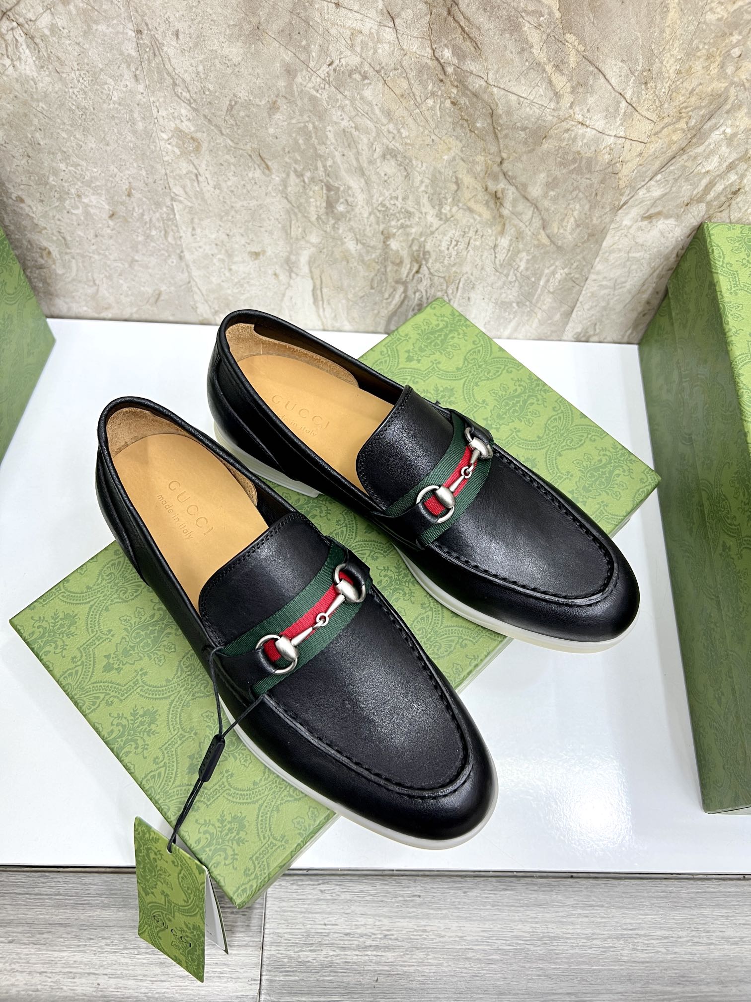 Gucci Men’s Horsebit Loafers – Lido Collection, Rubber Sole, Imported Leather