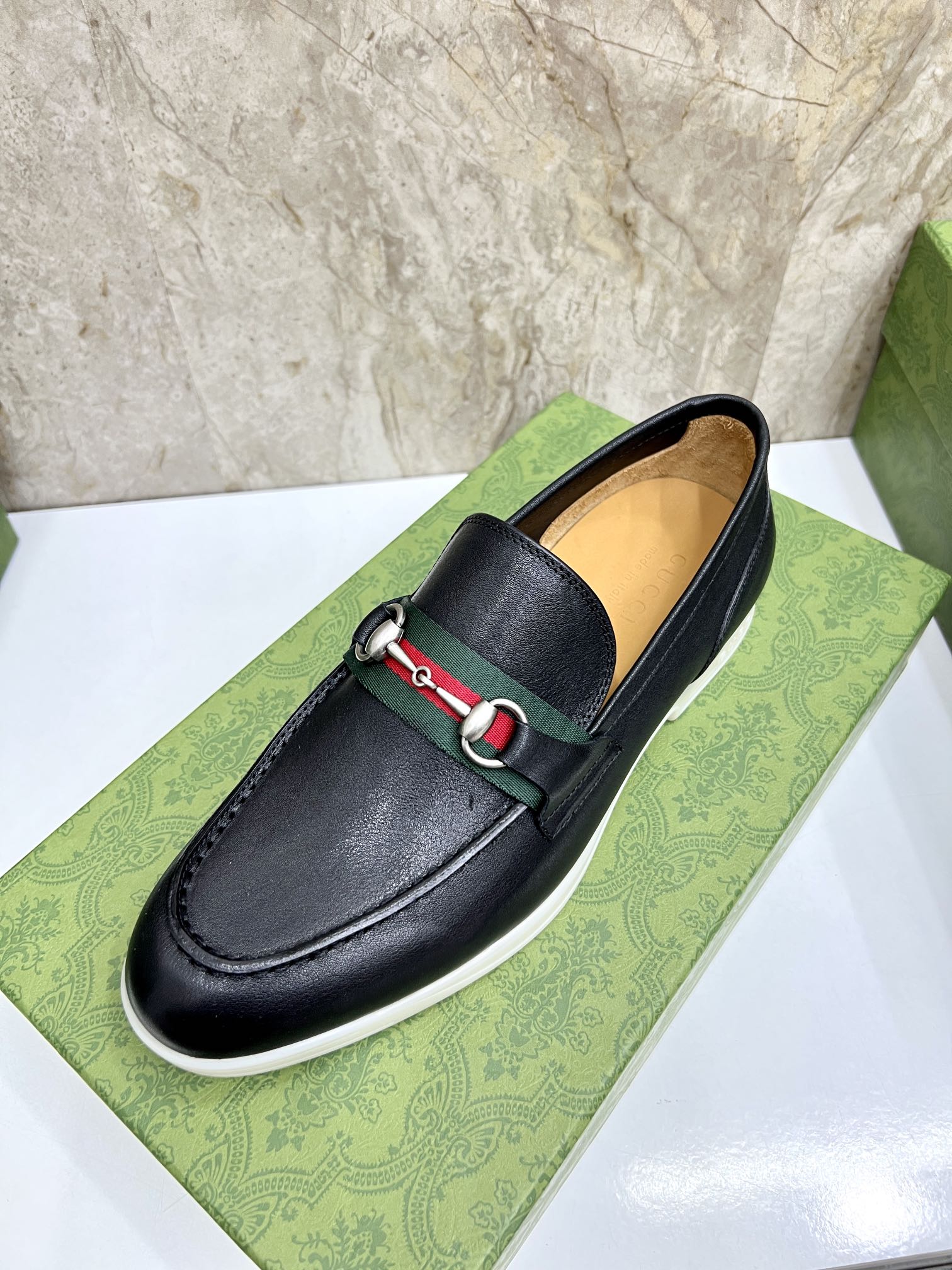 Gucci Men’s Horsebit Loafers – Lido Collection, Rubber Sole, Imported Leather