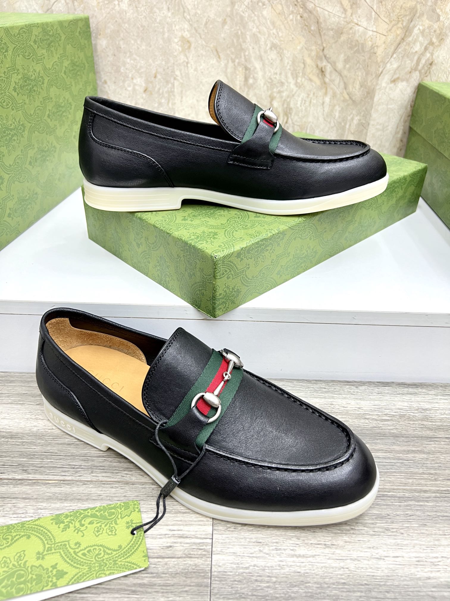 Gucci Men’s Horsebit Loafers – Lido Collection, Rubber Sole, Imported Leather