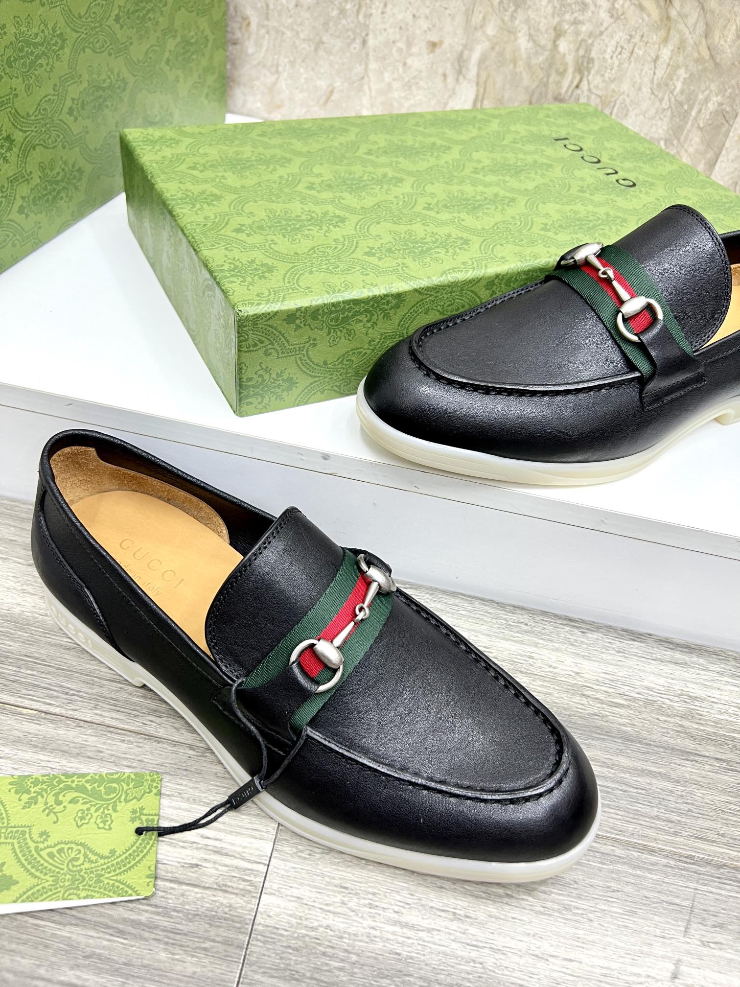 Gucci Men’s Horsebit Loafers – Lido Collection, Rubber Sole, Imported Leather