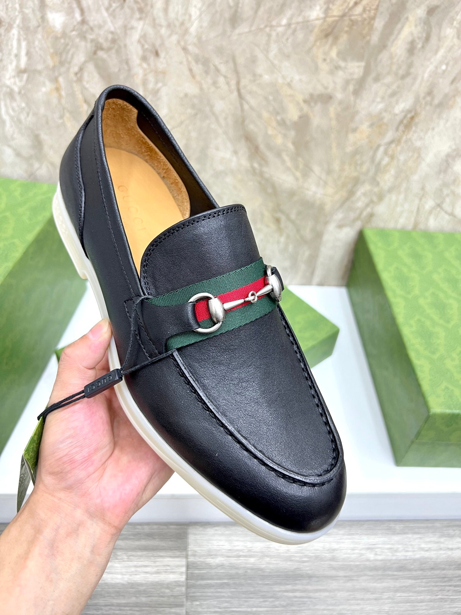 Gucci Men’s Horsebit Loafers – Lido Collection, Rubber Sole, Imported Leather