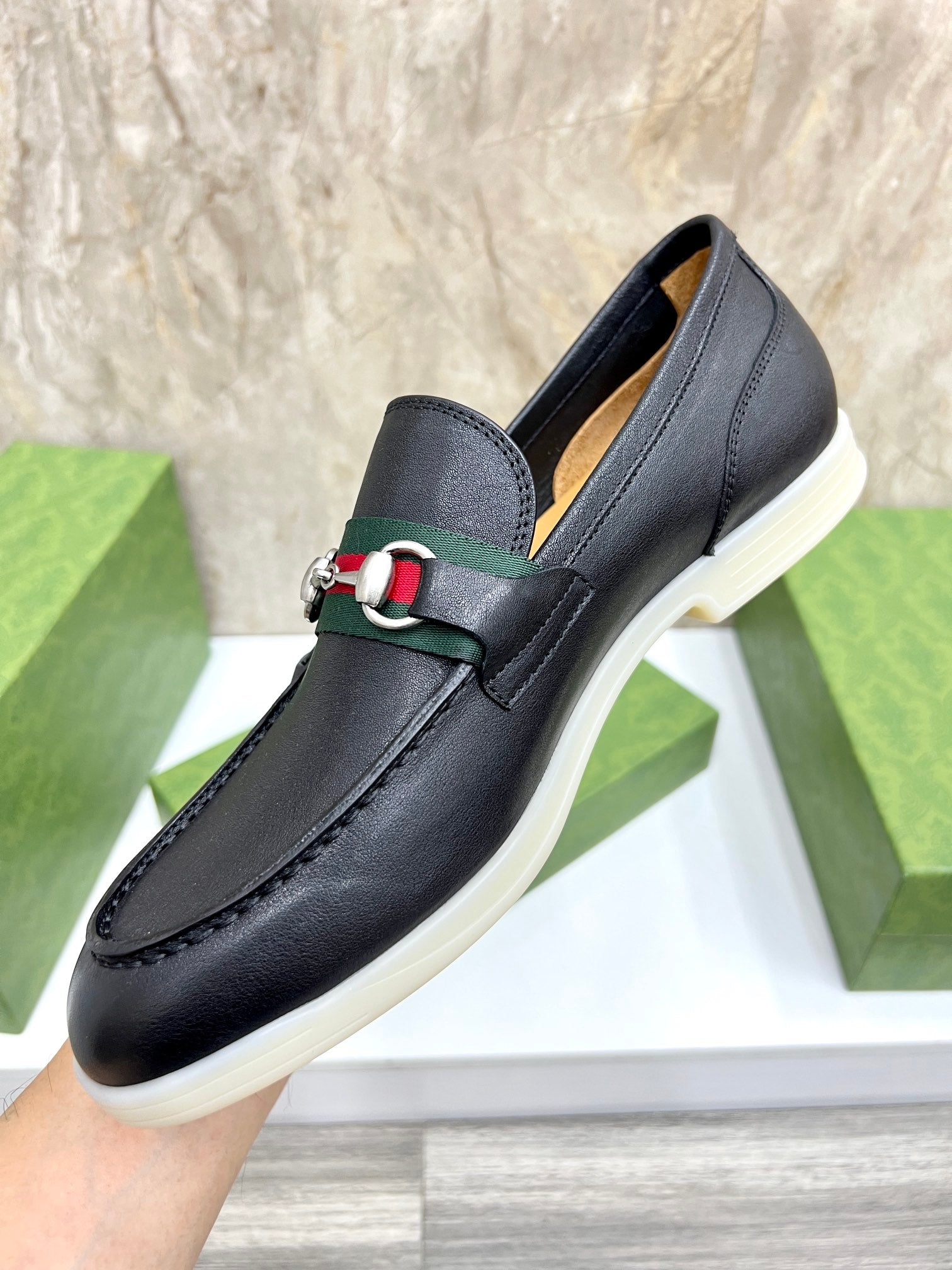 Gucci Men’s Horsebit Loafers – Lido Collection, Rubber Sole, Imported Leather