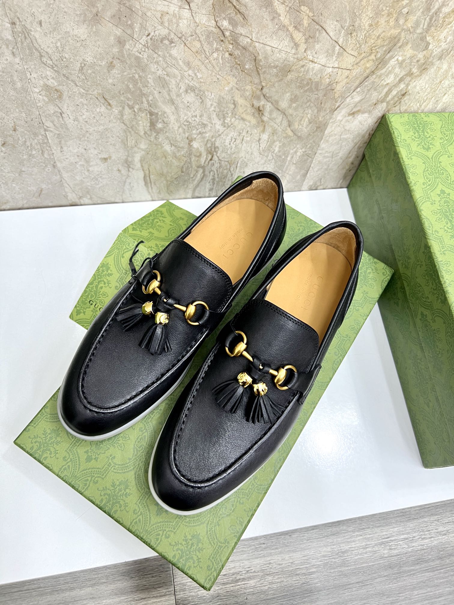 Gucci Men’s Horsebit Loafers – Lido Collection, Rubber Sole, Imported Leather