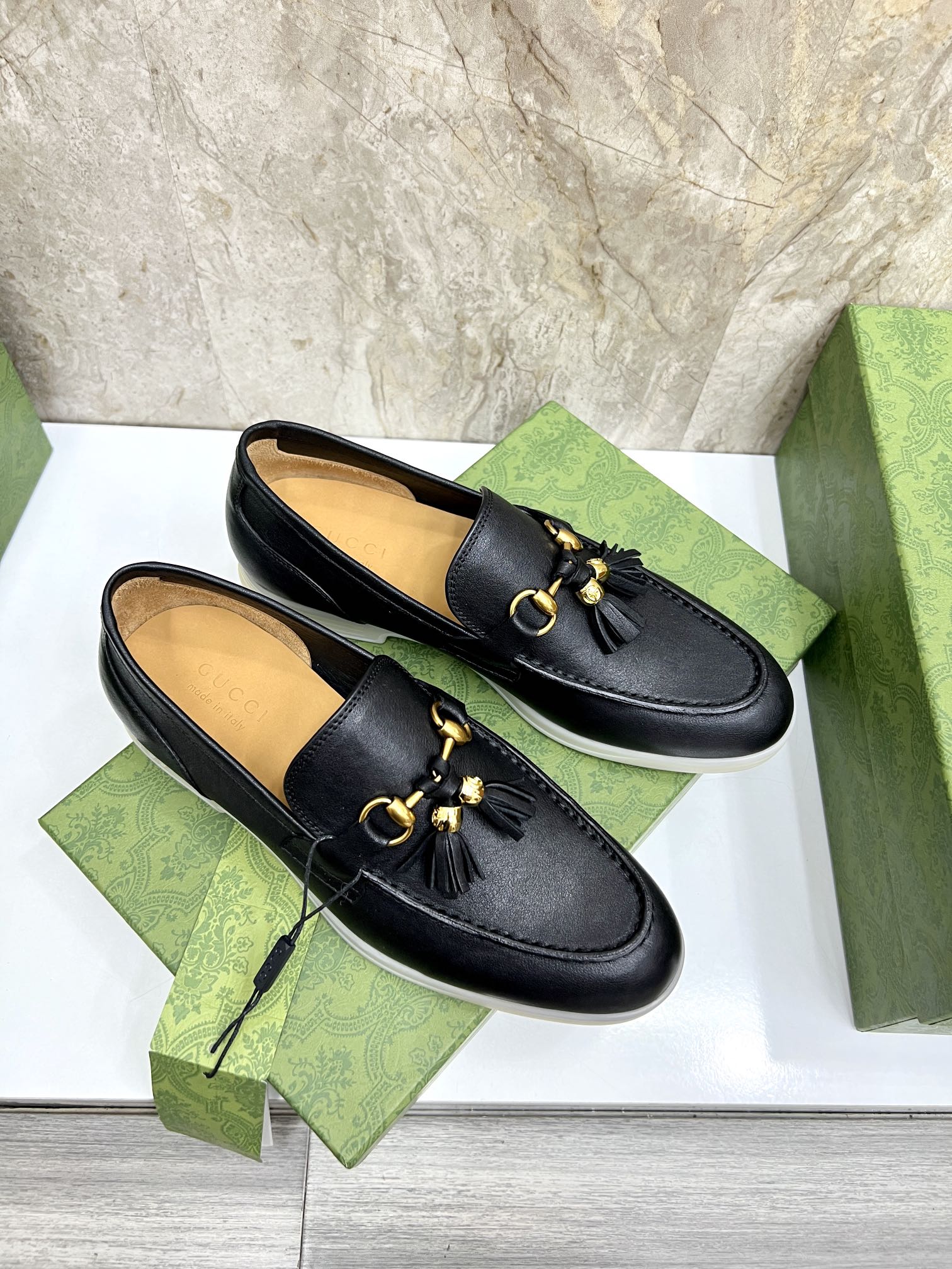 Gucci Men’s Horsebit Loafers – Lido Collection, Rubber Sole, Imported Leather