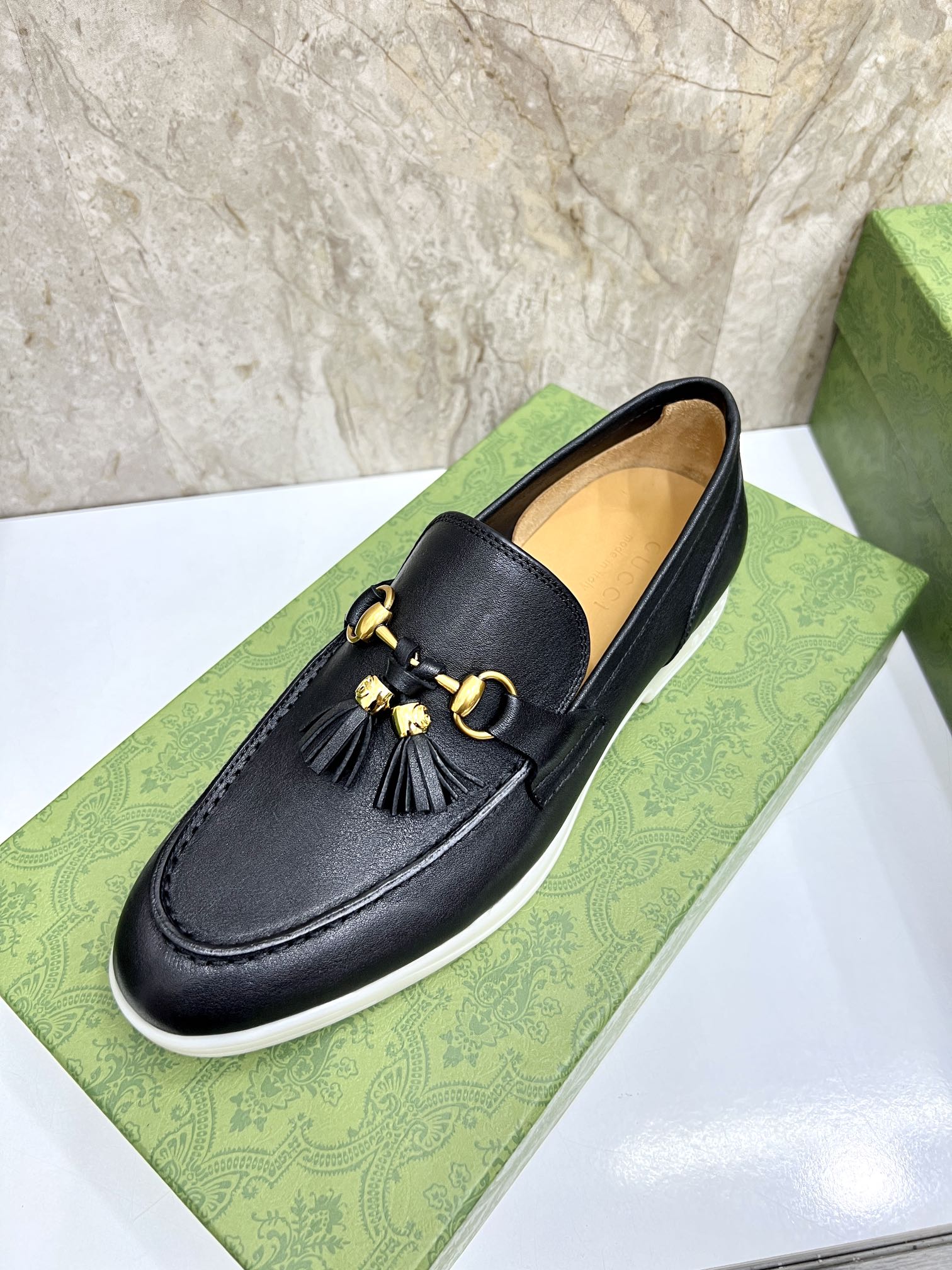 Gucci Men’s Horsebit Loafers – Lido Collection, Rubber Sole, Imported Leather