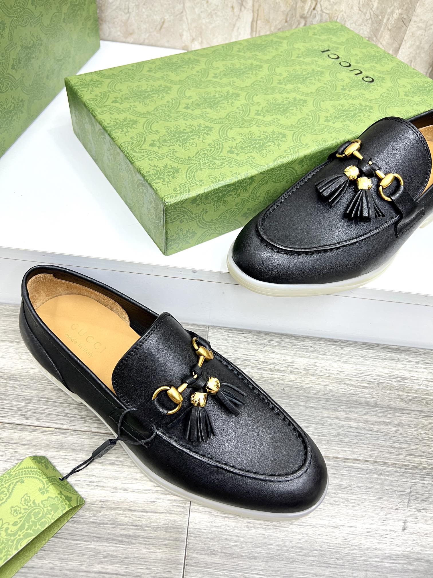 Gucci Men’s Horsebit Loafers – Lido Collection, Rubber Sole, Imported Leather