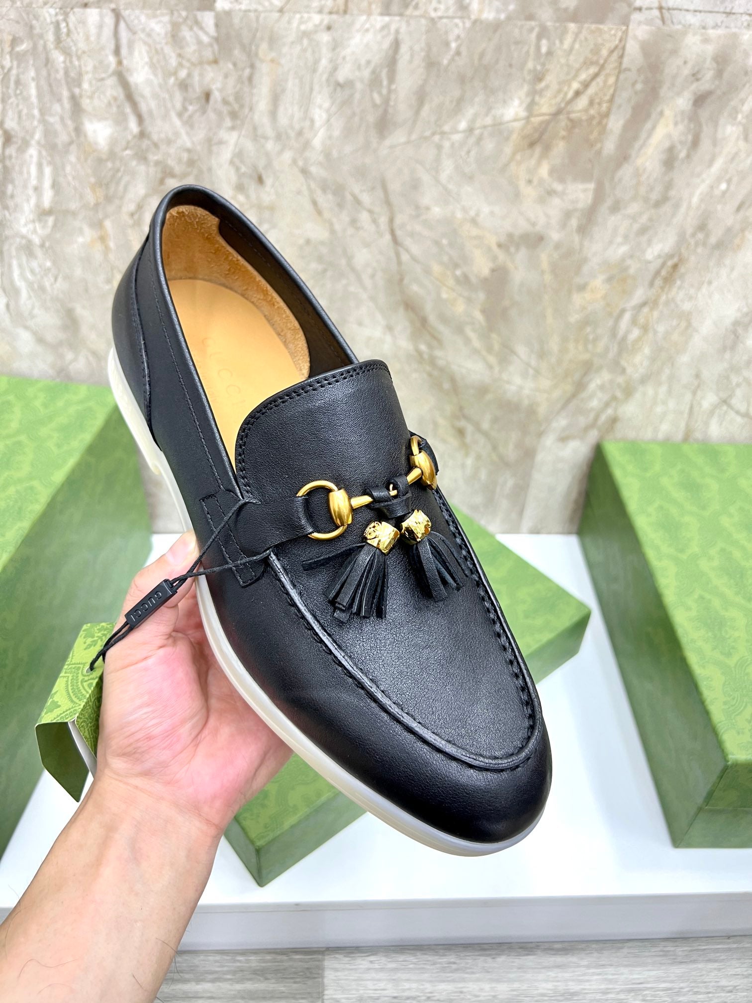 Gucci Men’s Horsebit Loafers – Lido Collection, Rubber Sole, Imported Leather