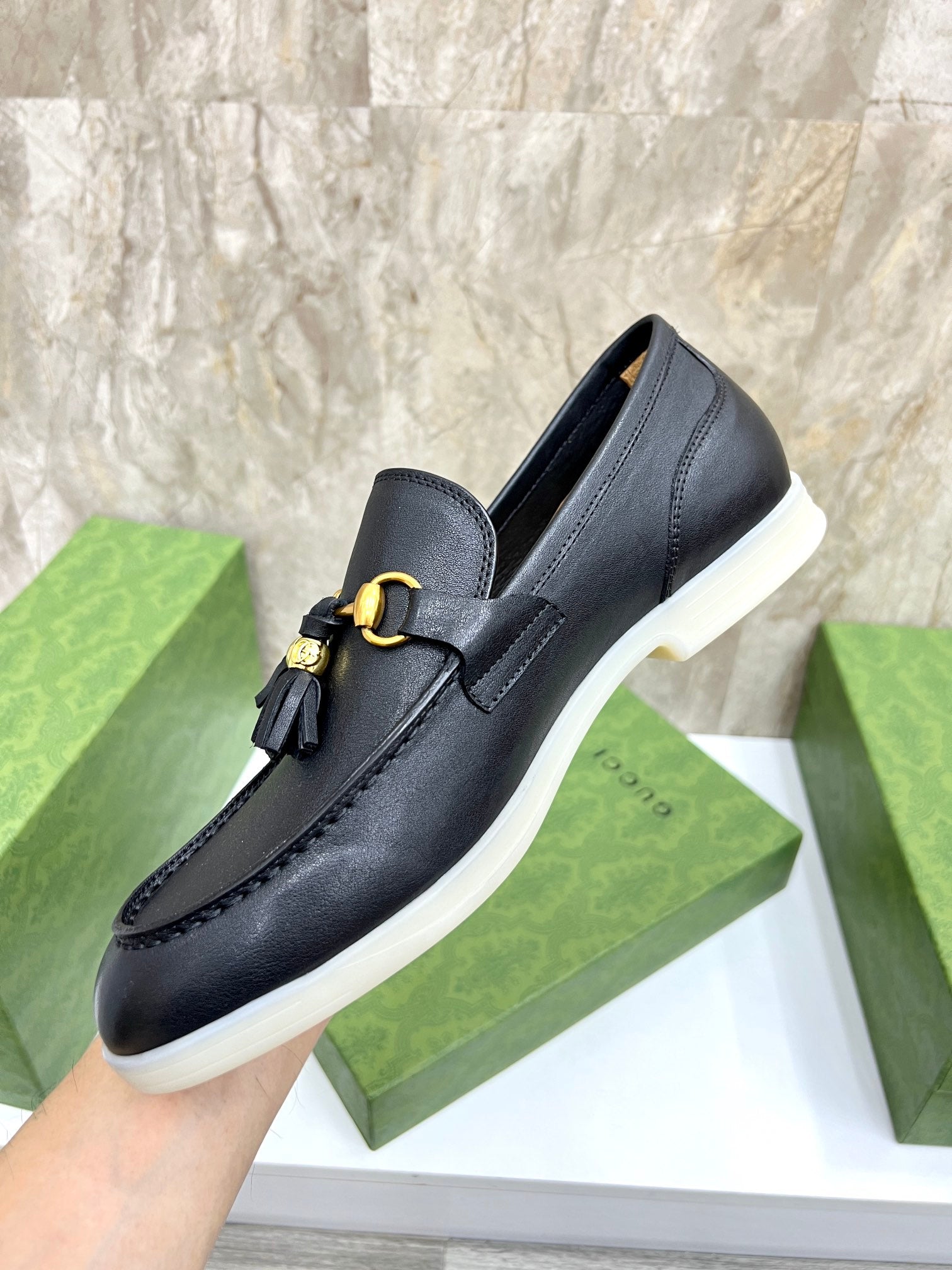 Gucci Men’s Horsebit Loafers – Lido Collection, Rubber Sole, Imported Leather