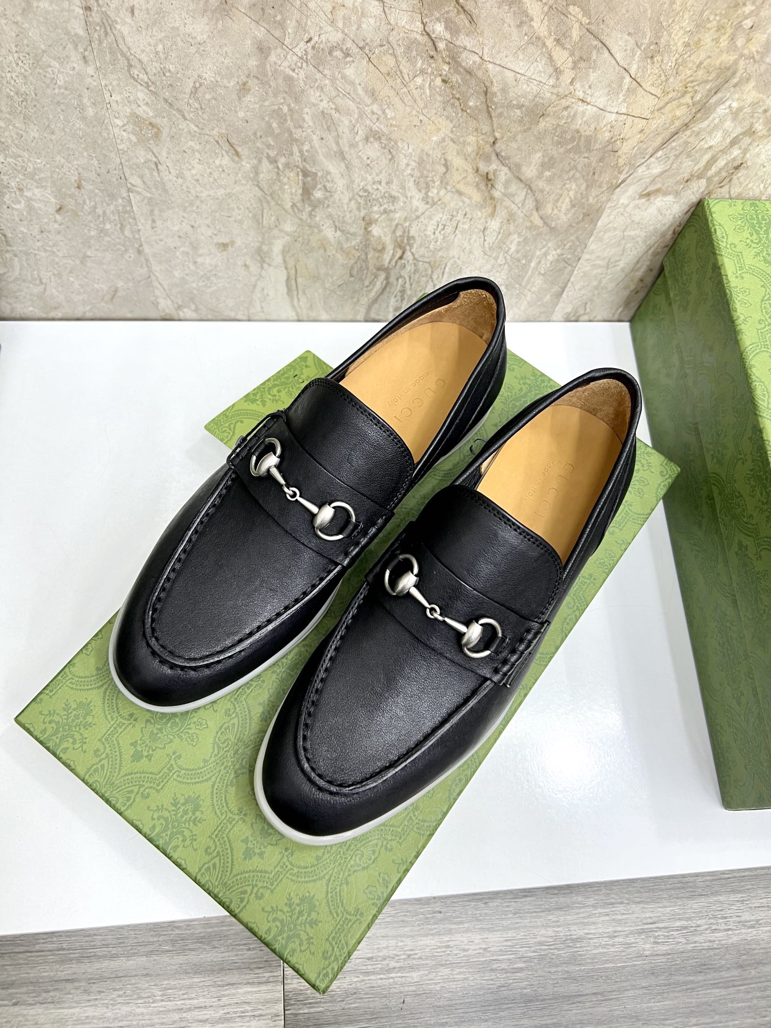Gucci Men’s Horsebit Loafers – Lido Collection, Rubber Sole, Imported Leather