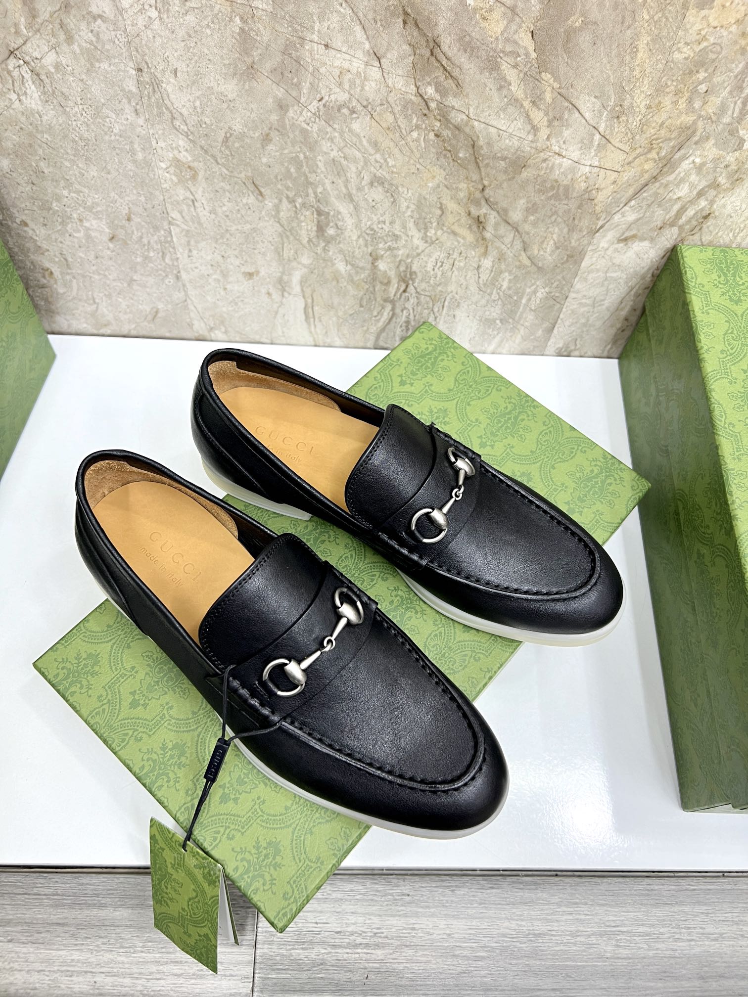 Gucci Men’s Horsebit Loafers – Lido Collection, Rubber Sole, Imported Leather