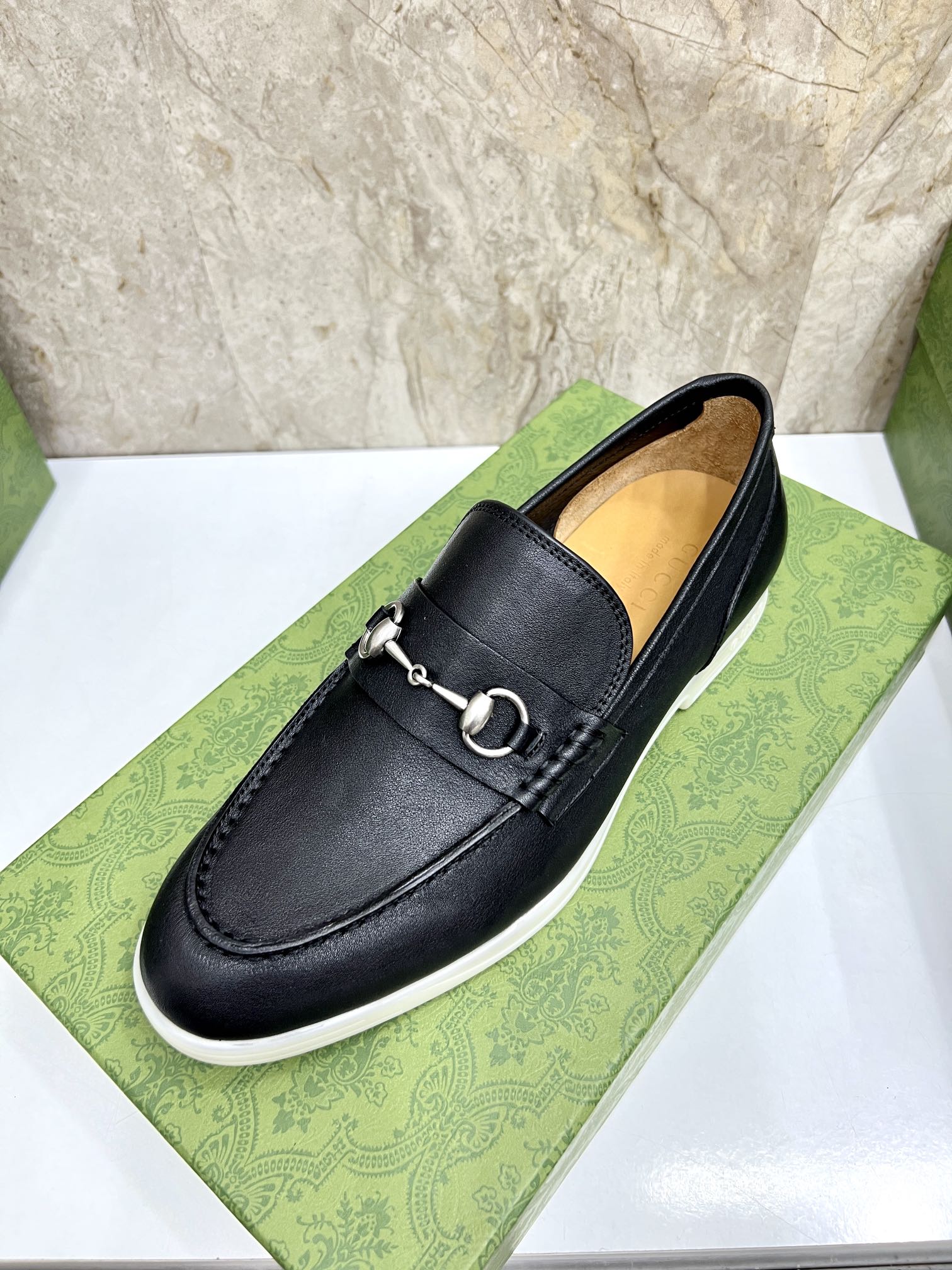 Gucci Men’s Horsebit Loafers – Lido Collection, Rubber Sole, Imported Leather