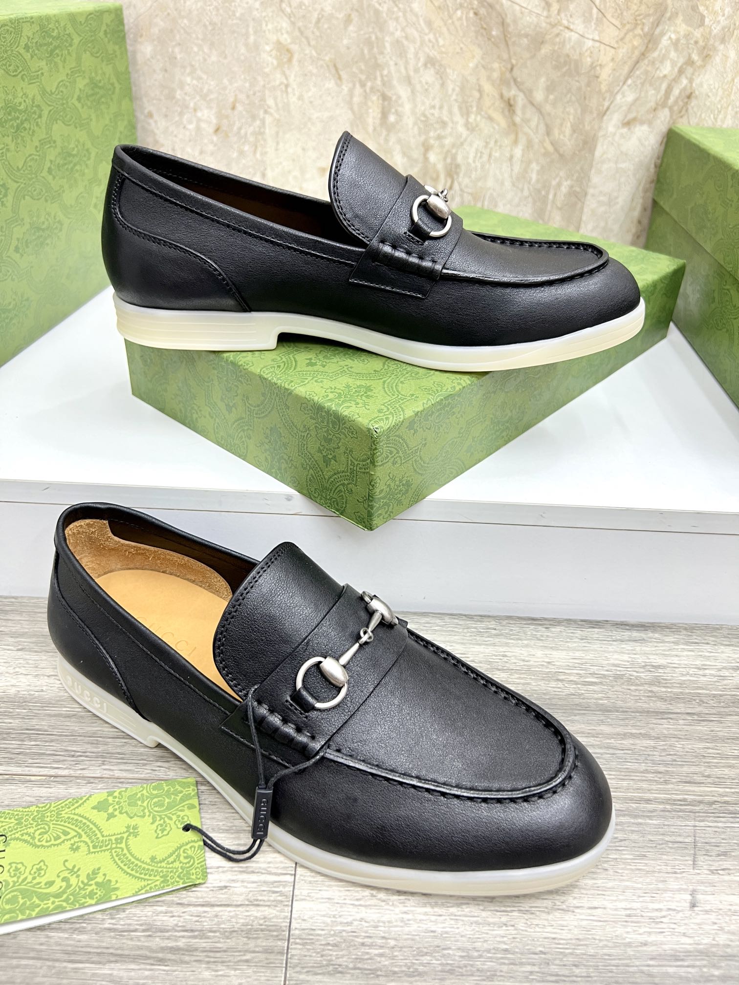 Gucci Men’s Horsebit Loafers – Lido Collection, Rubber Sole, Imported Leather
