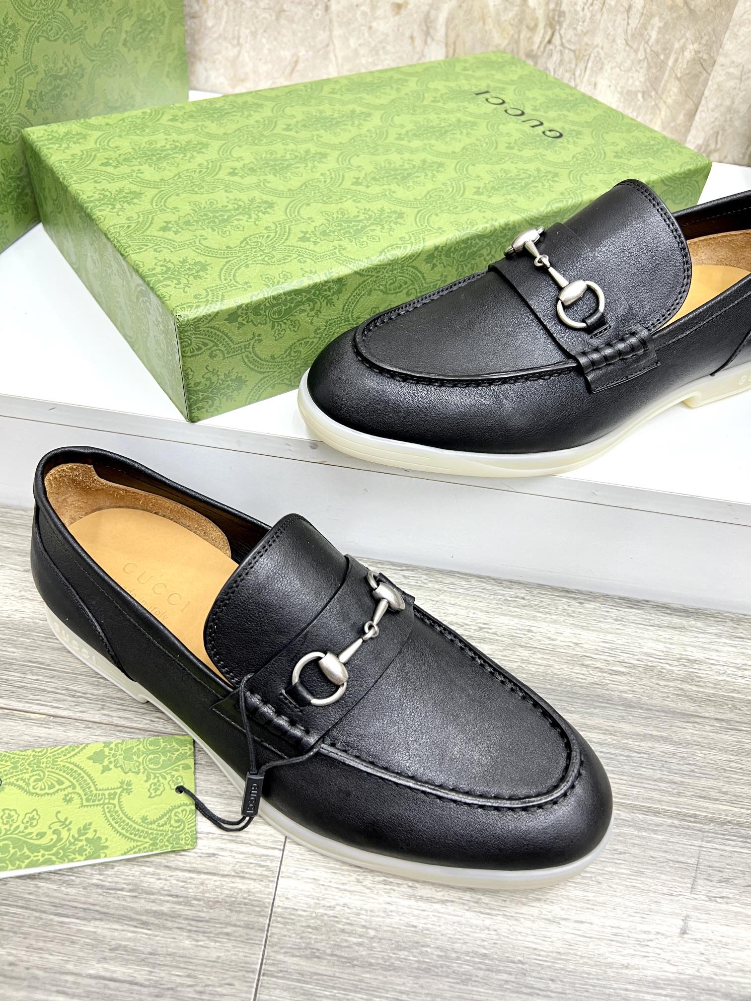 Gucci Men’s Horsebit Loafers – Lido Collection, Rubber Sole, Imported Leather