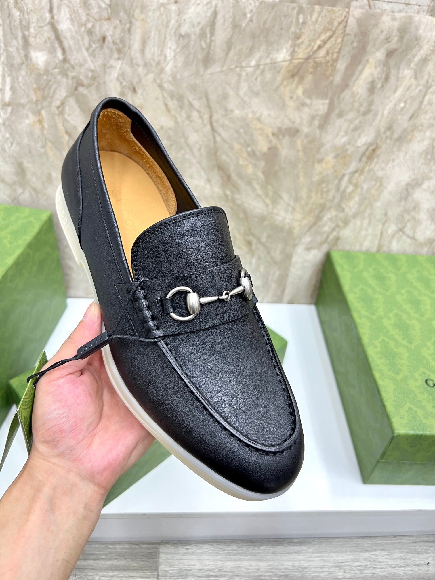 Gucci Men’s Horsebit Loafers – Lido Collection, Rubber Sole, Imported Leather