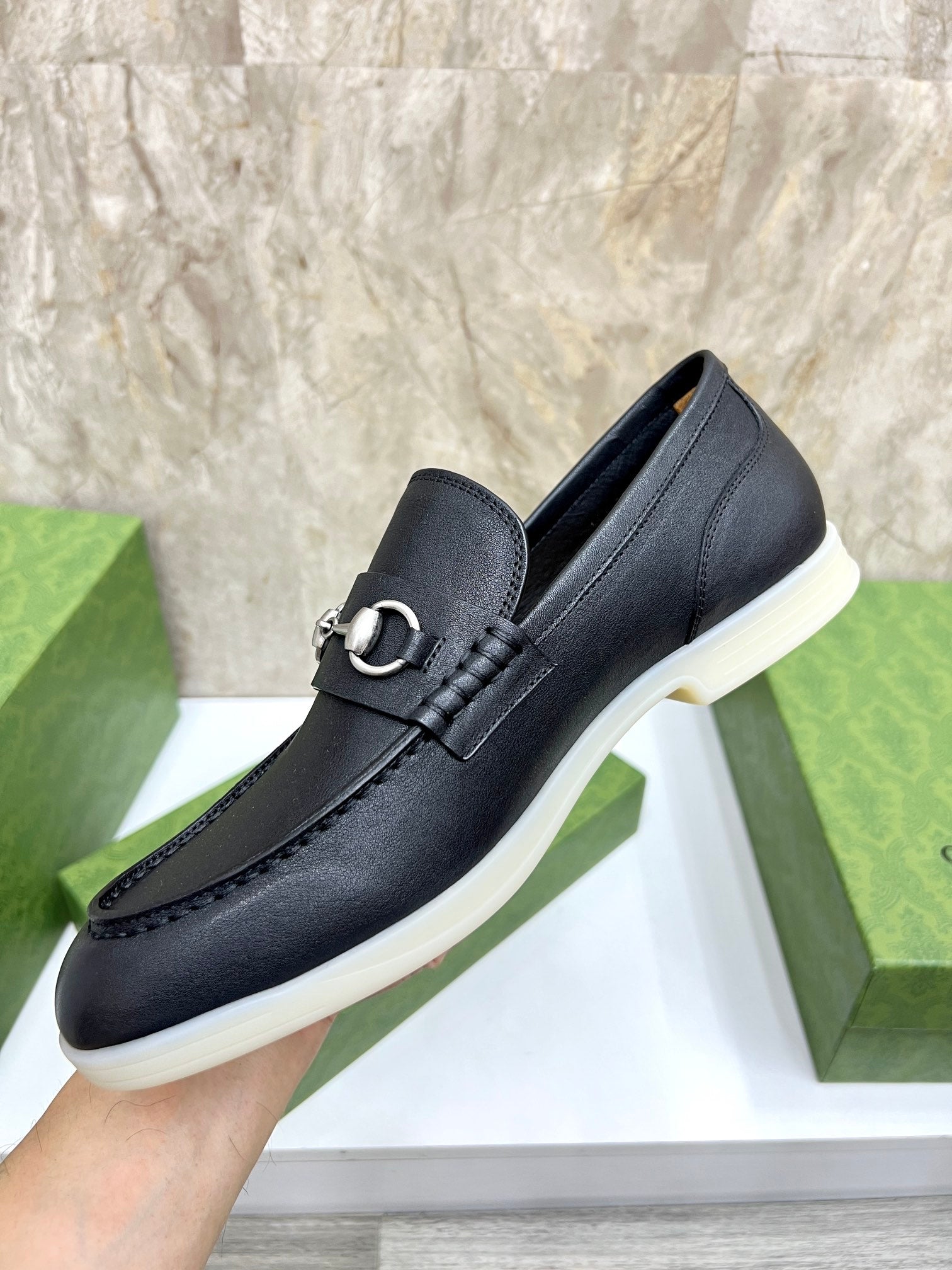 Gucci Men’s Horsebit Loafers – Lido Collection, Rubber Sole, Imported Leather