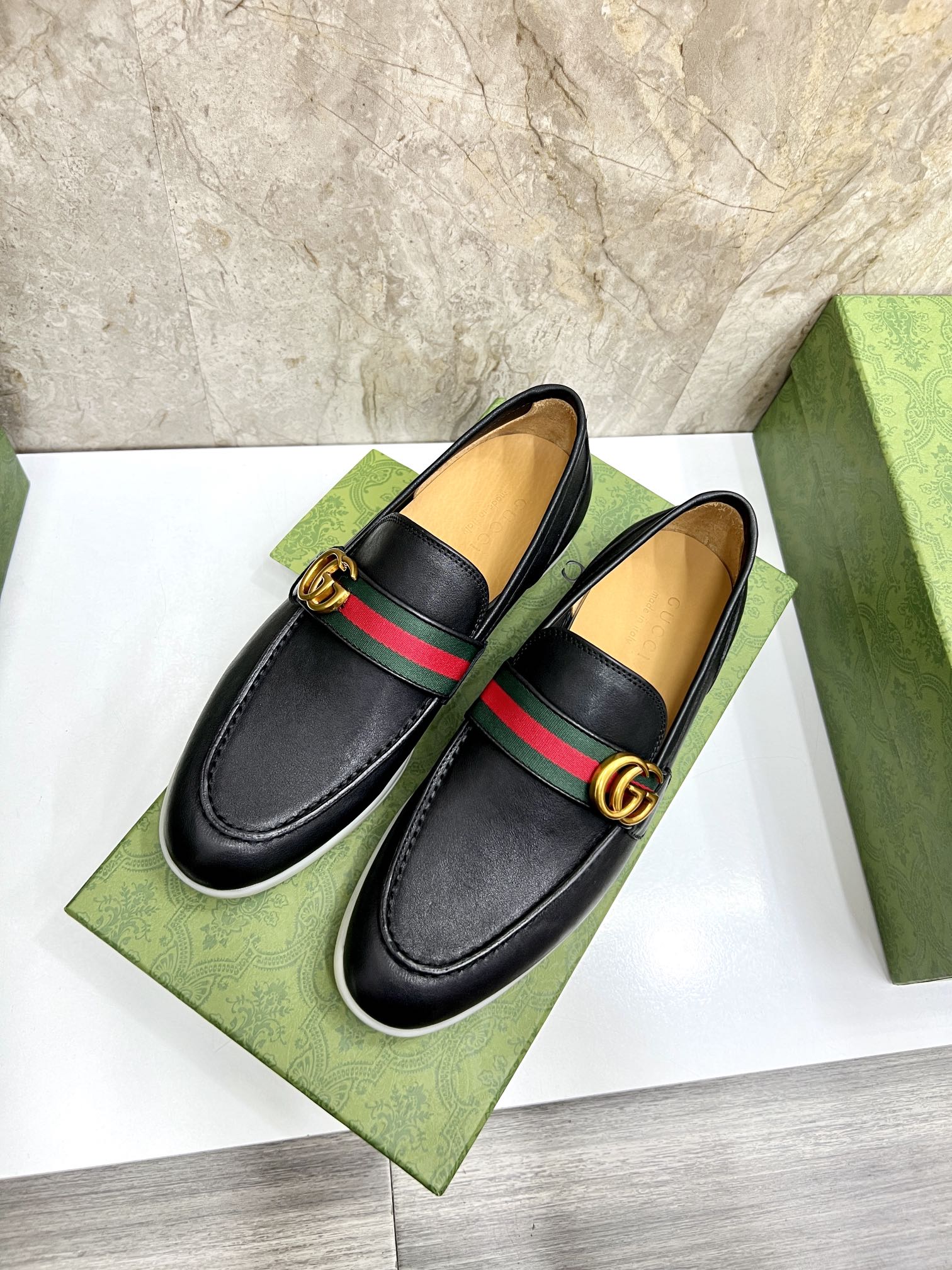 Gucci Men’s Horsebit Loafers – Lido Collection, Rubber Sole, Imported Leather