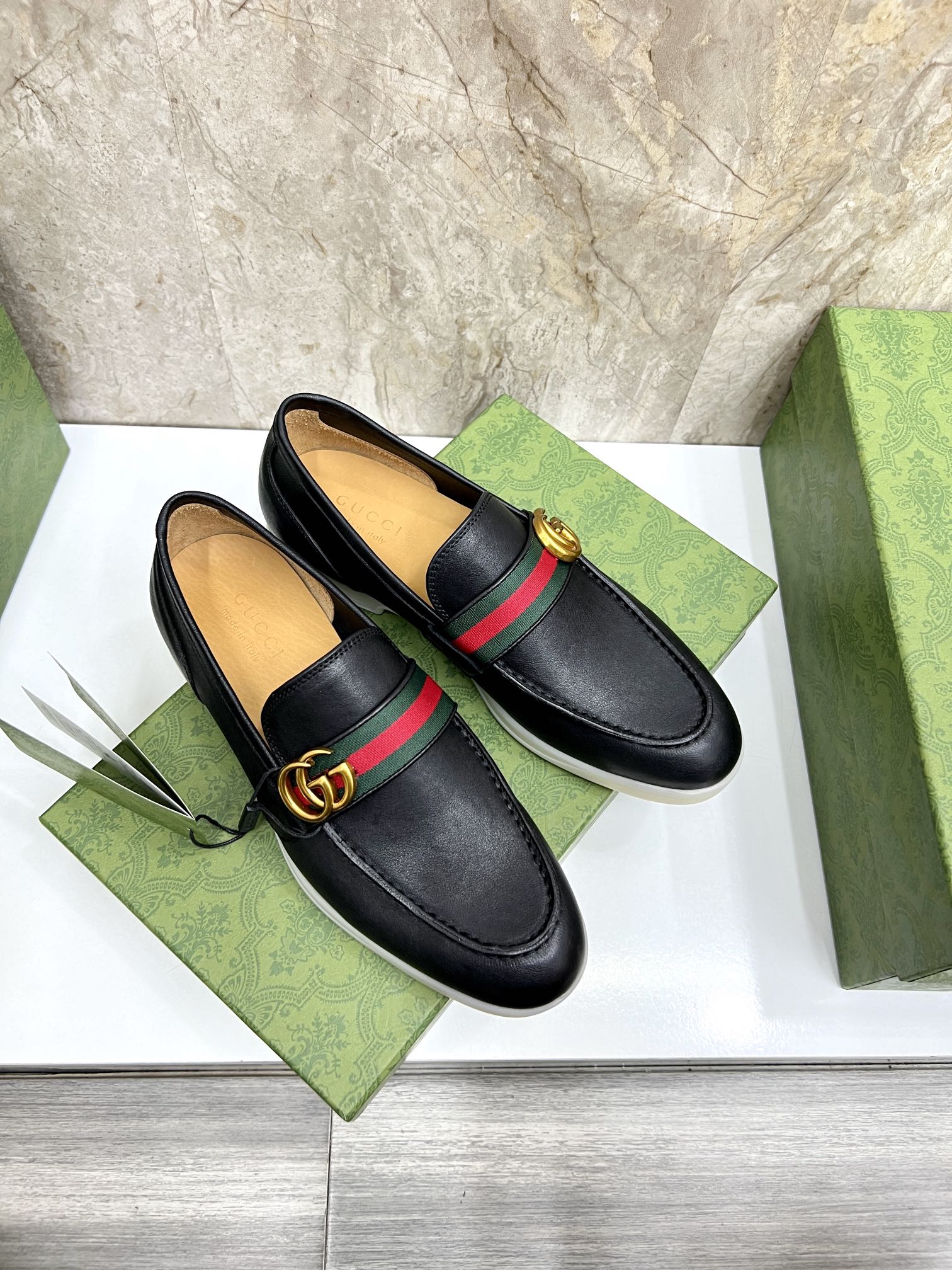 Gucci Men’s Horsebit Loafers – Lido Collection, Rubber Sole, Imported Leather
