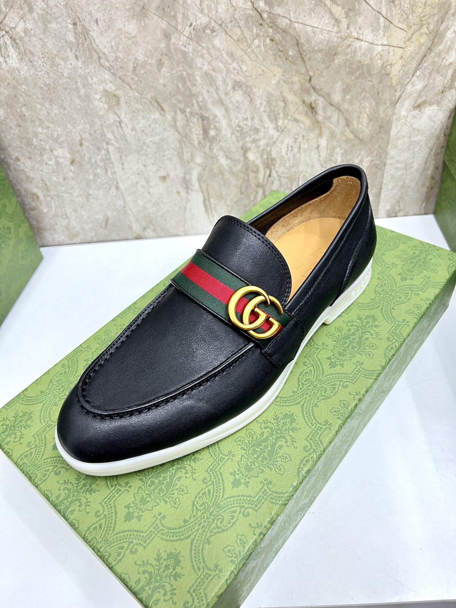 Gucci Men’s Horsebit Loafers – Lido Collection, Rubber Sole, Imported Leather