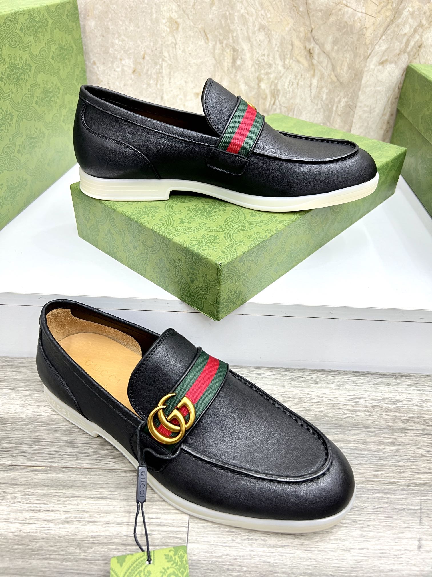 Gucci Men’s Horsebit Loafers – Lido Collection, Rubber Sole, Imported Leather