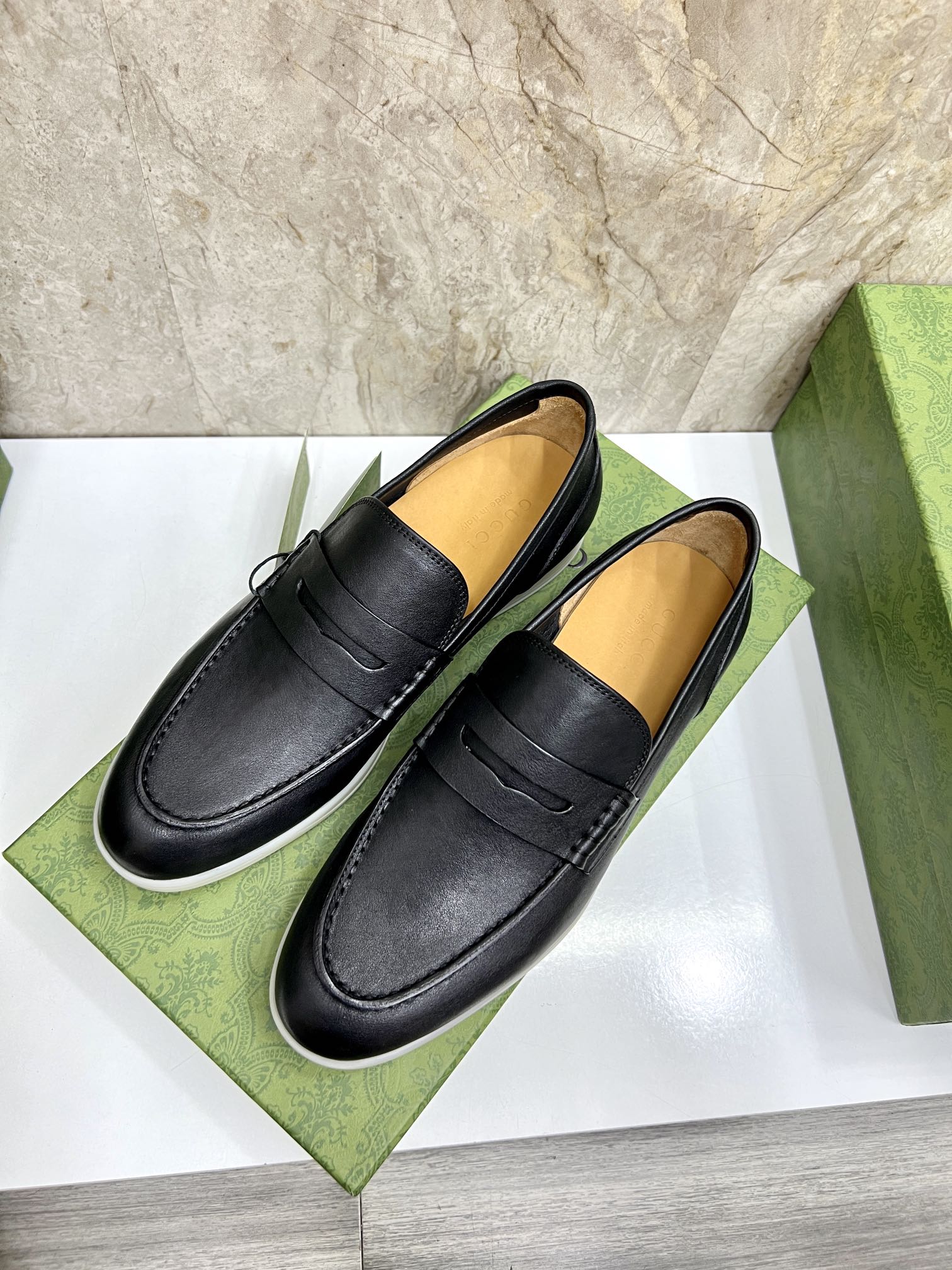 Gucci Men’s Horsebit Loafers – Lido Collection, Rubber Sole, Imported Leather