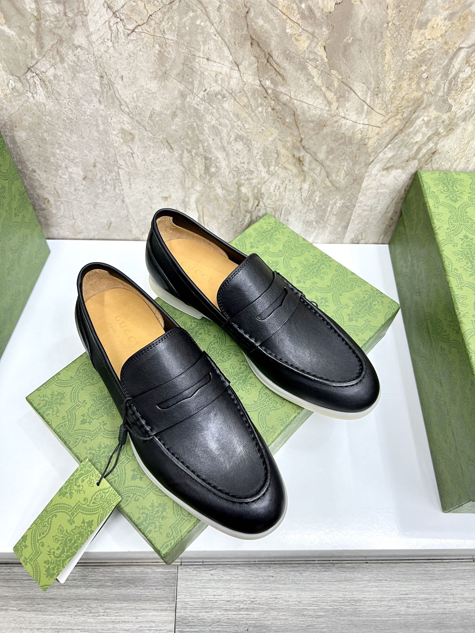Gucci Men’s Horsebit Loafers – Lido Collection, Rubber Sole, Imported Leather