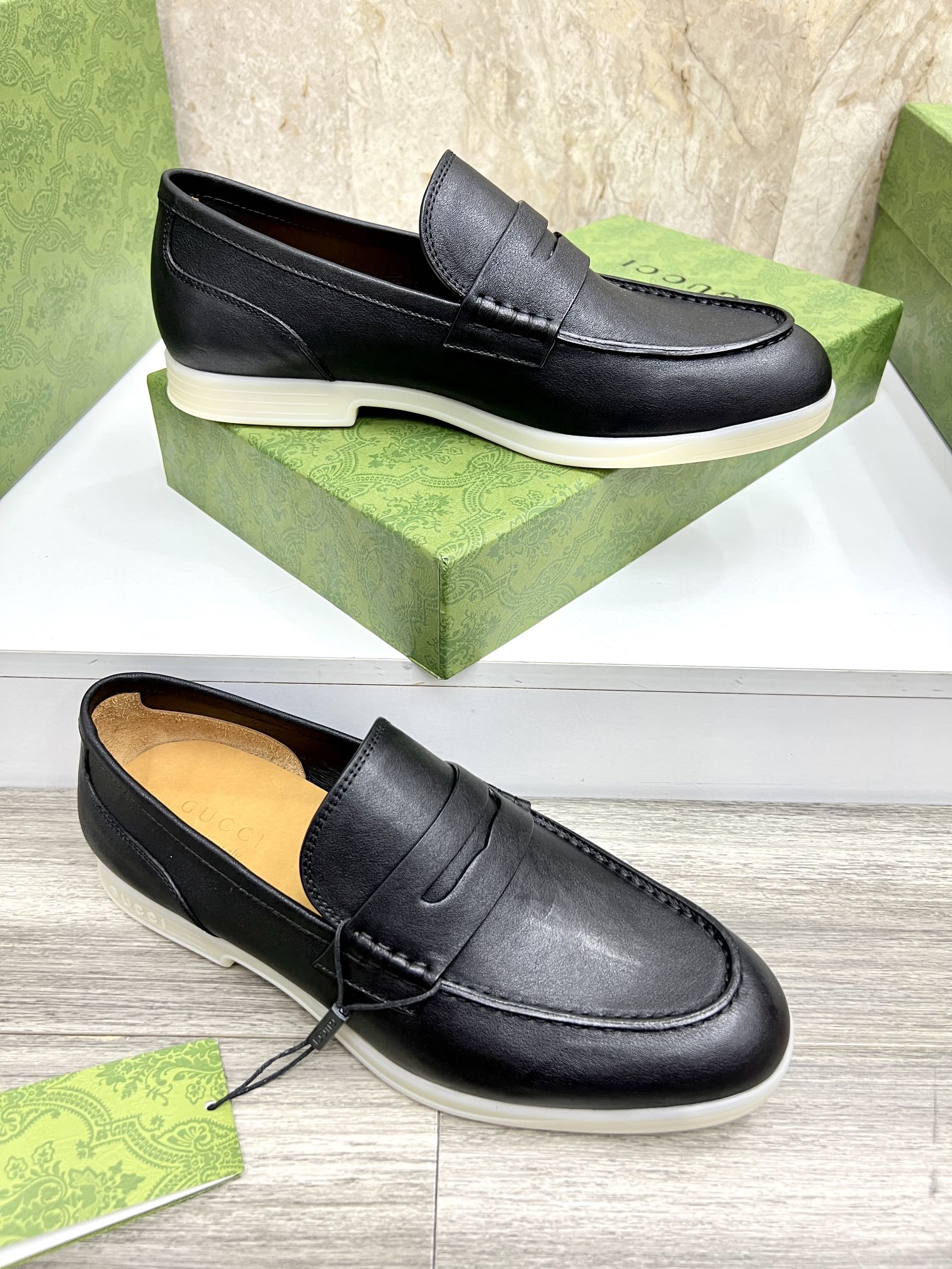 Gucci Men’s Horsebit Loafers – Lido Collection, Rubber Sole, Imported Leather
