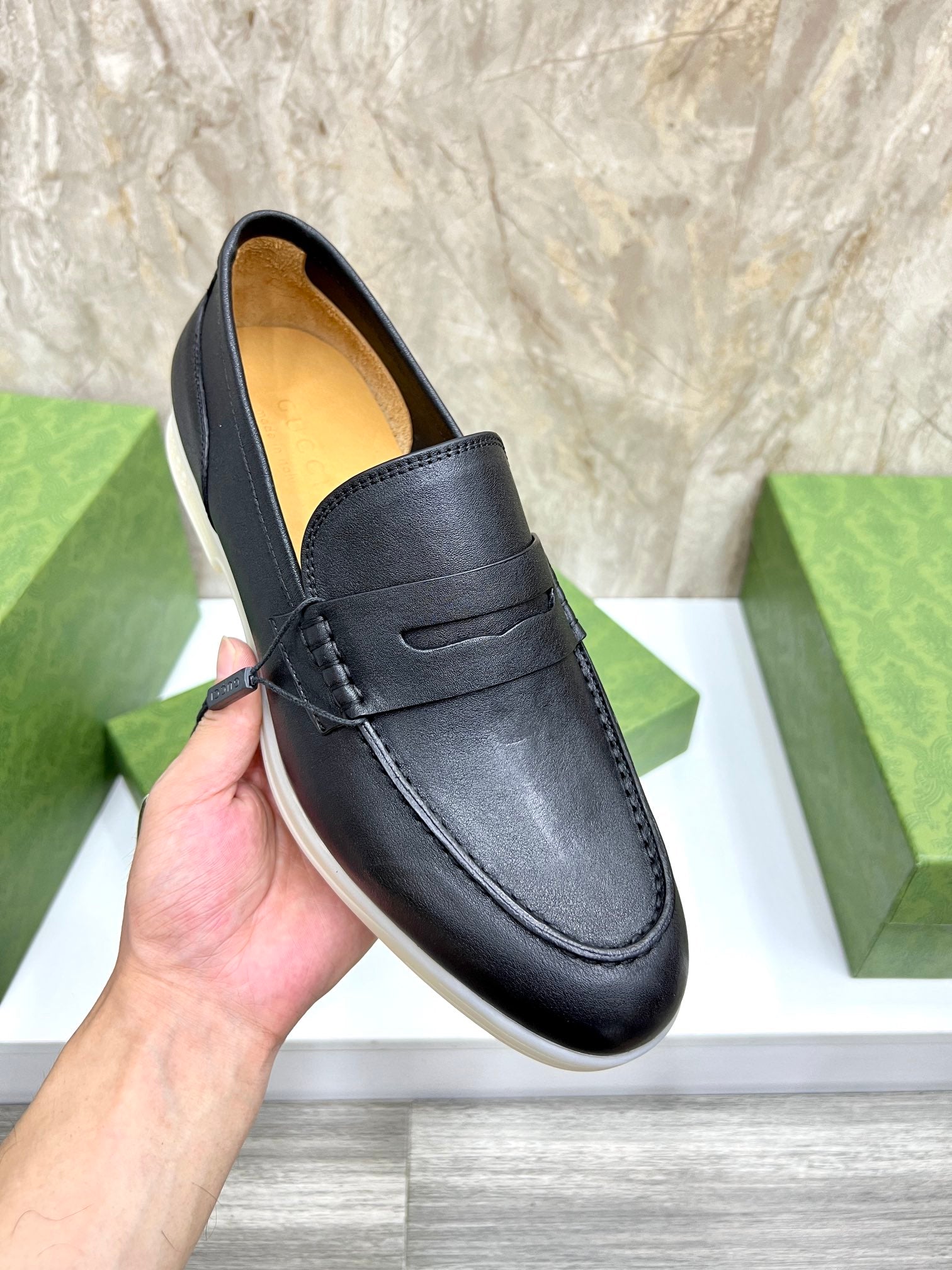 Gucci Men’s Horsebit Loafers – Lido Collection, Rubber Sole, Imported Leather