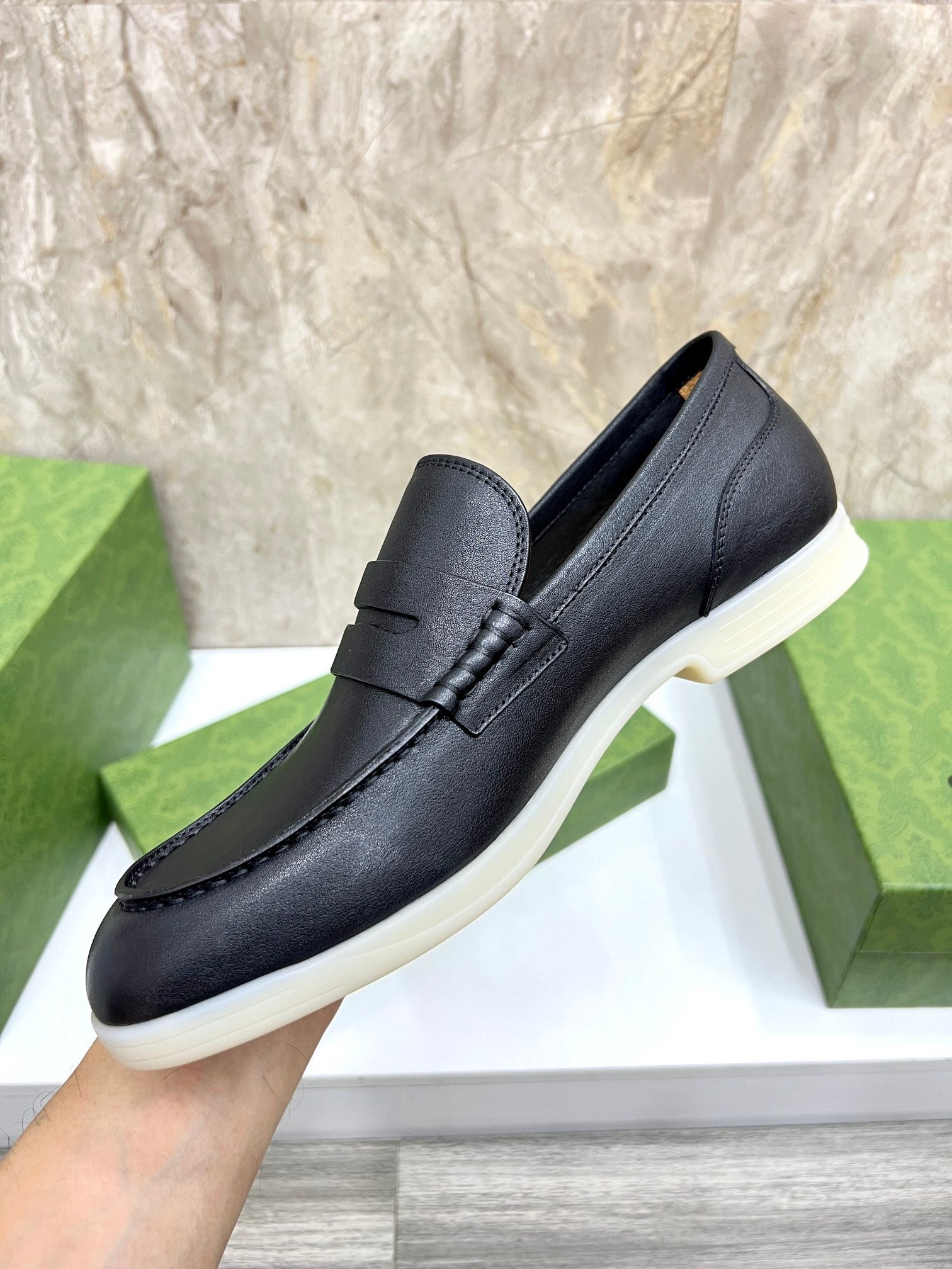 Gucci Men’s Horsebit Loafers – Lido Collection, Rubber Sole, Imported Leather