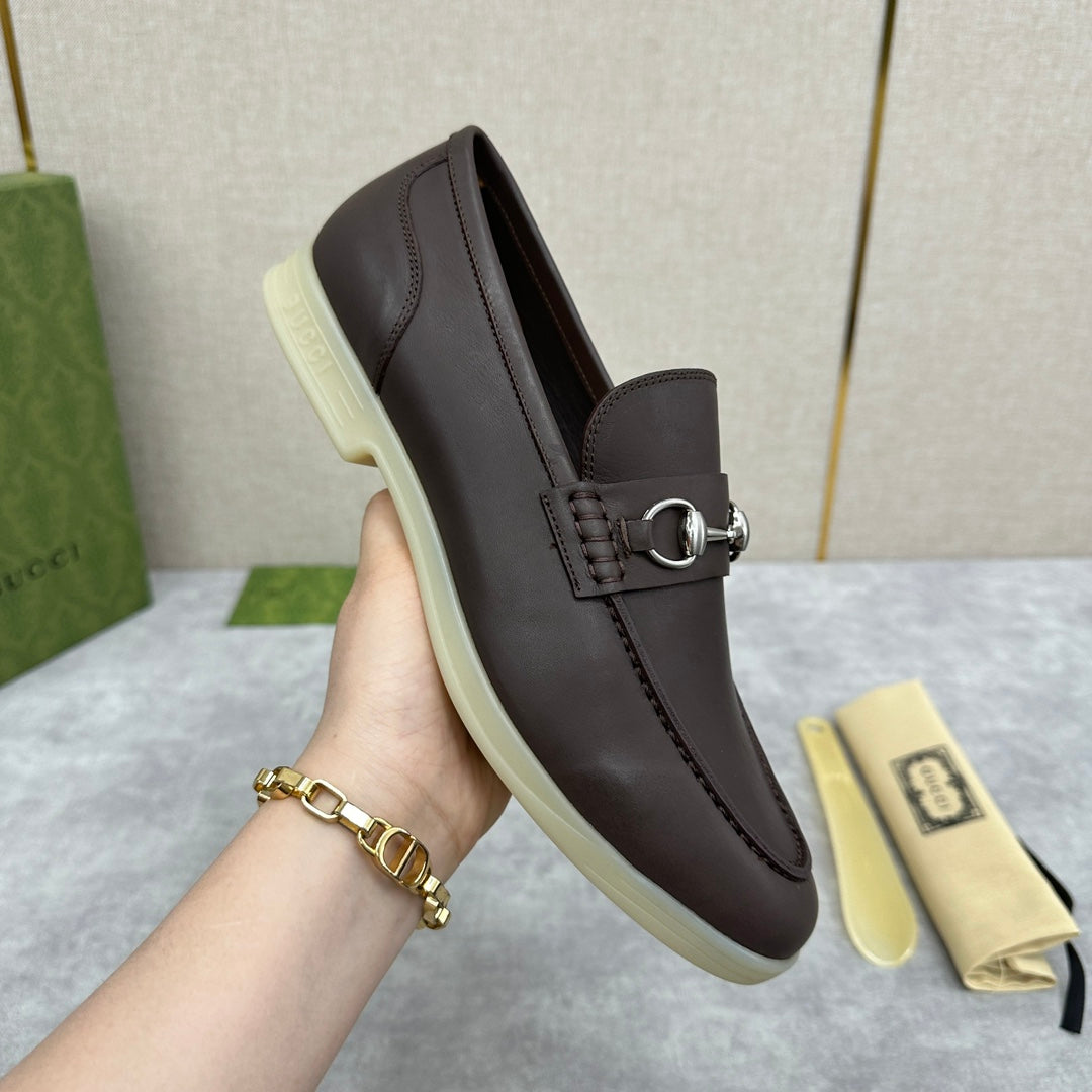 Gucci Men’s Horsebit Loafers – Lido Collection, Rubber Sole, Imported Leather