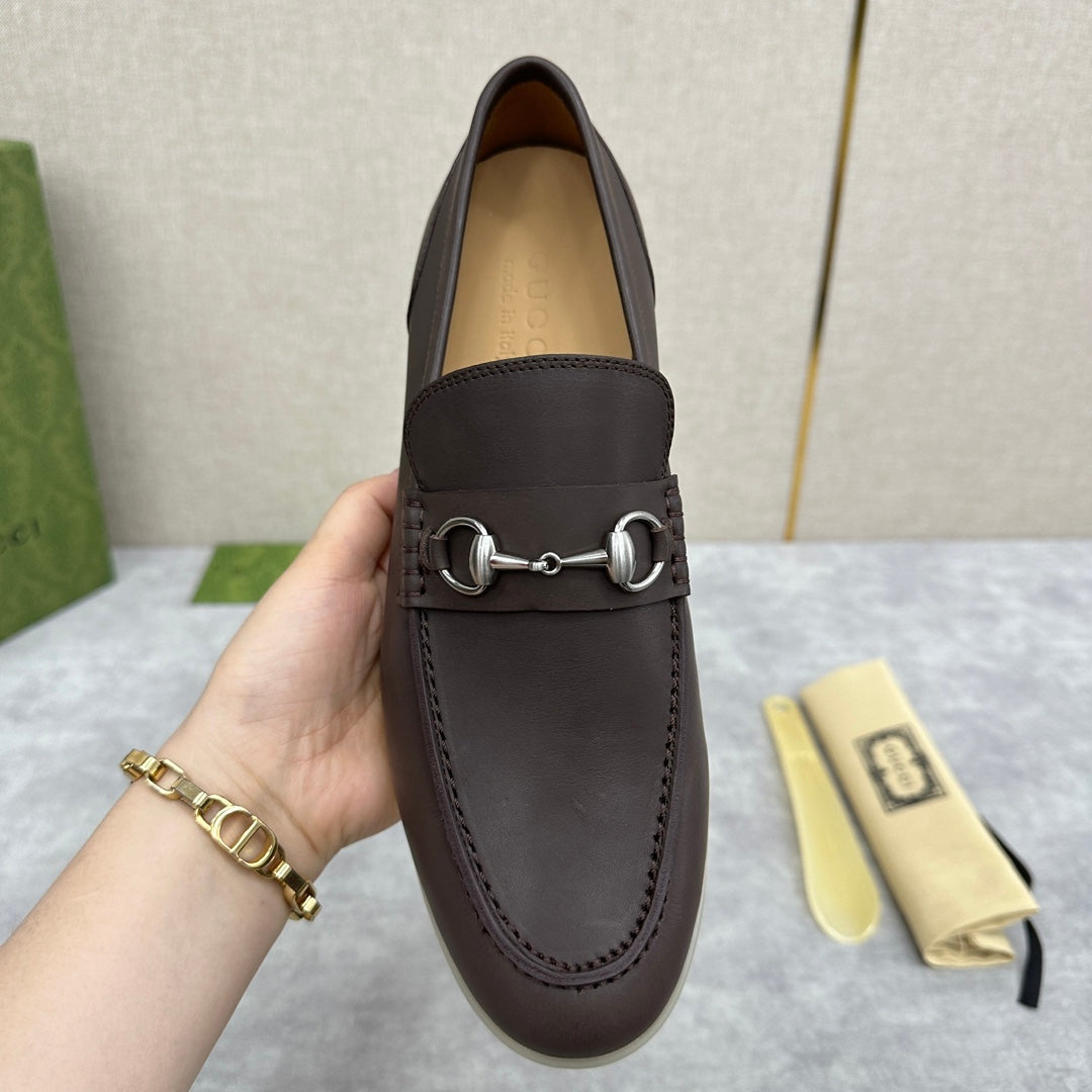 Gucci Men’s Horsebit Loafers – Lido Collection, Rubber Sole, Imported Leather