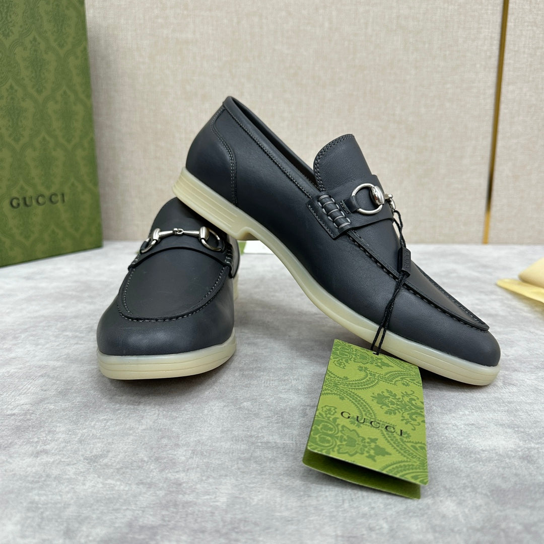 Gucci Men’s Horsebit Loafers – Lido Collection, Rubber Sole, Imported Leather