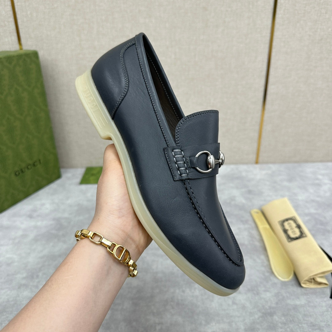 Gucci Men’s Horsebit Loafers – Lido Collection, Rubber Sole, Imported Leather