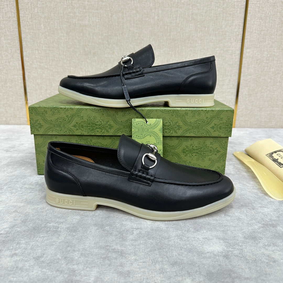 Gucci Men’s Horsebit Loafers – Lido Collection, Rubber Sole, Imported Leather